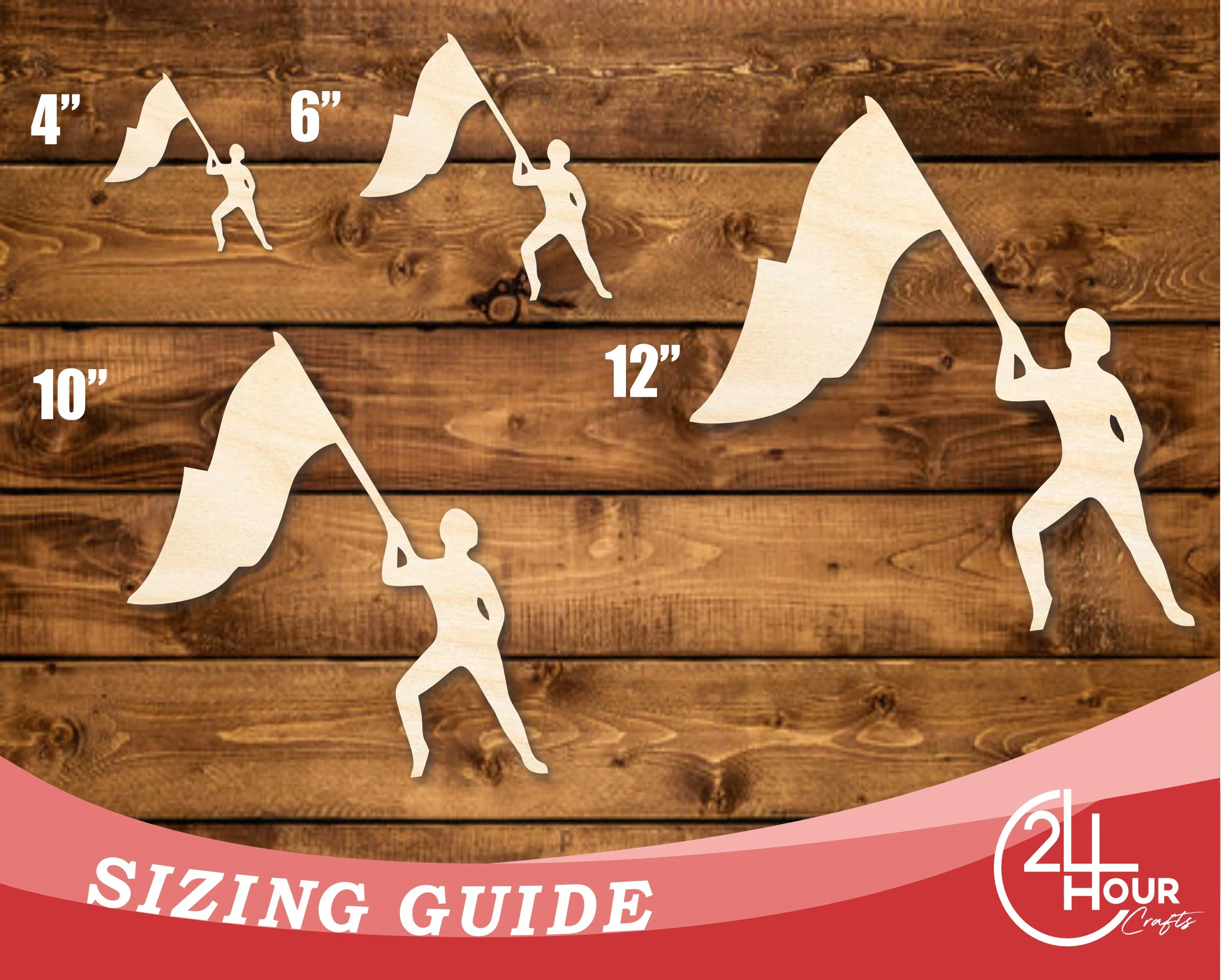 Unfinished Wood Color Guard Shape | DIY Craft Cutout | up to 46" DIY - Image 3