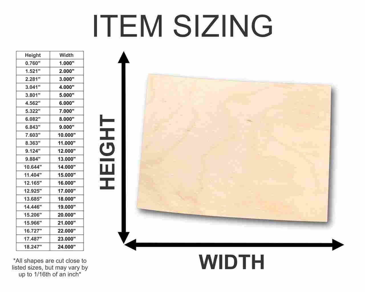 Unfinished Wood Colorado Shape - State - Craft - up to 46" DIY - Image 2