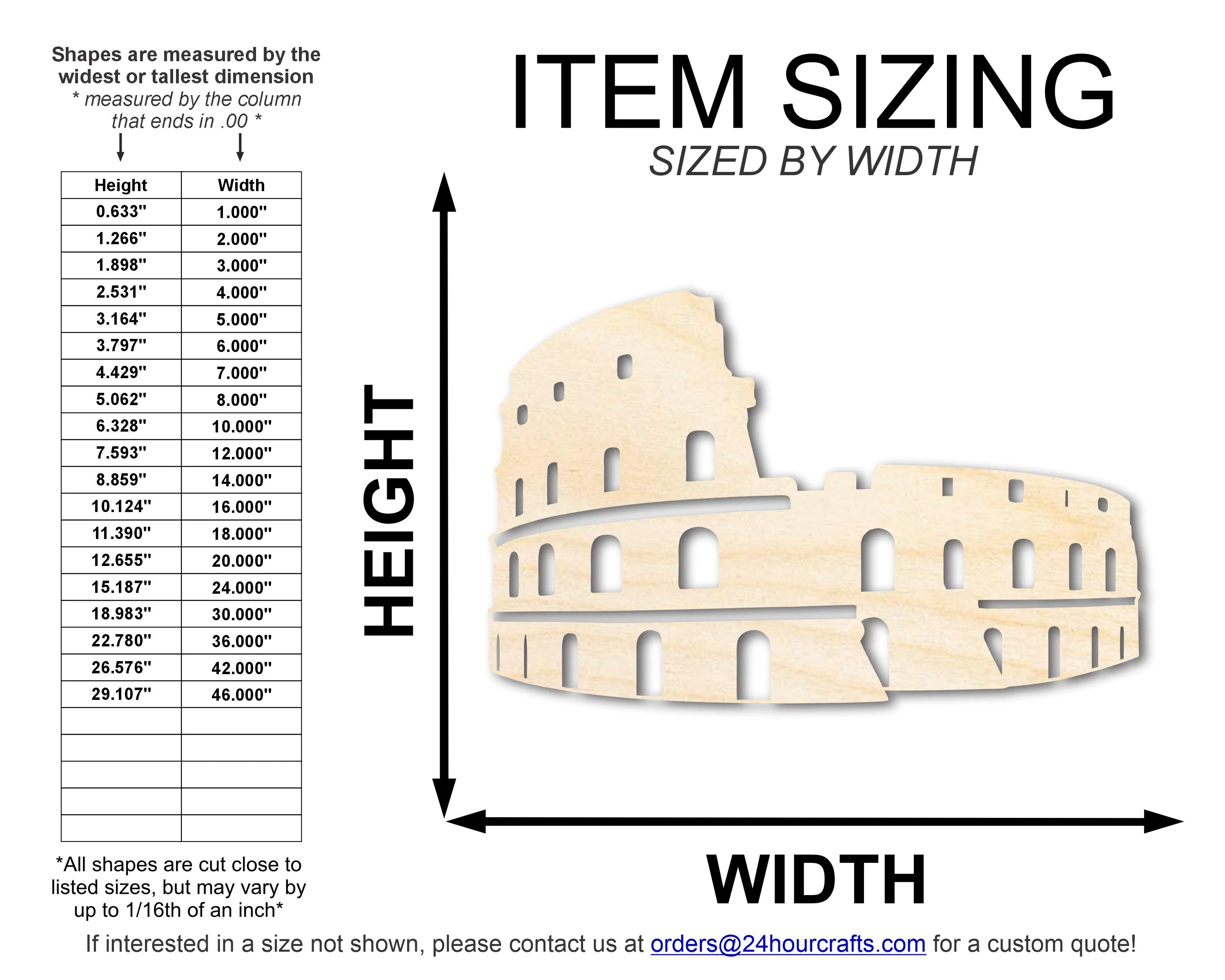 Unfinished Wood Colosseum Shape | DIY Craft Cutout | up to 46" DIY - Image 2