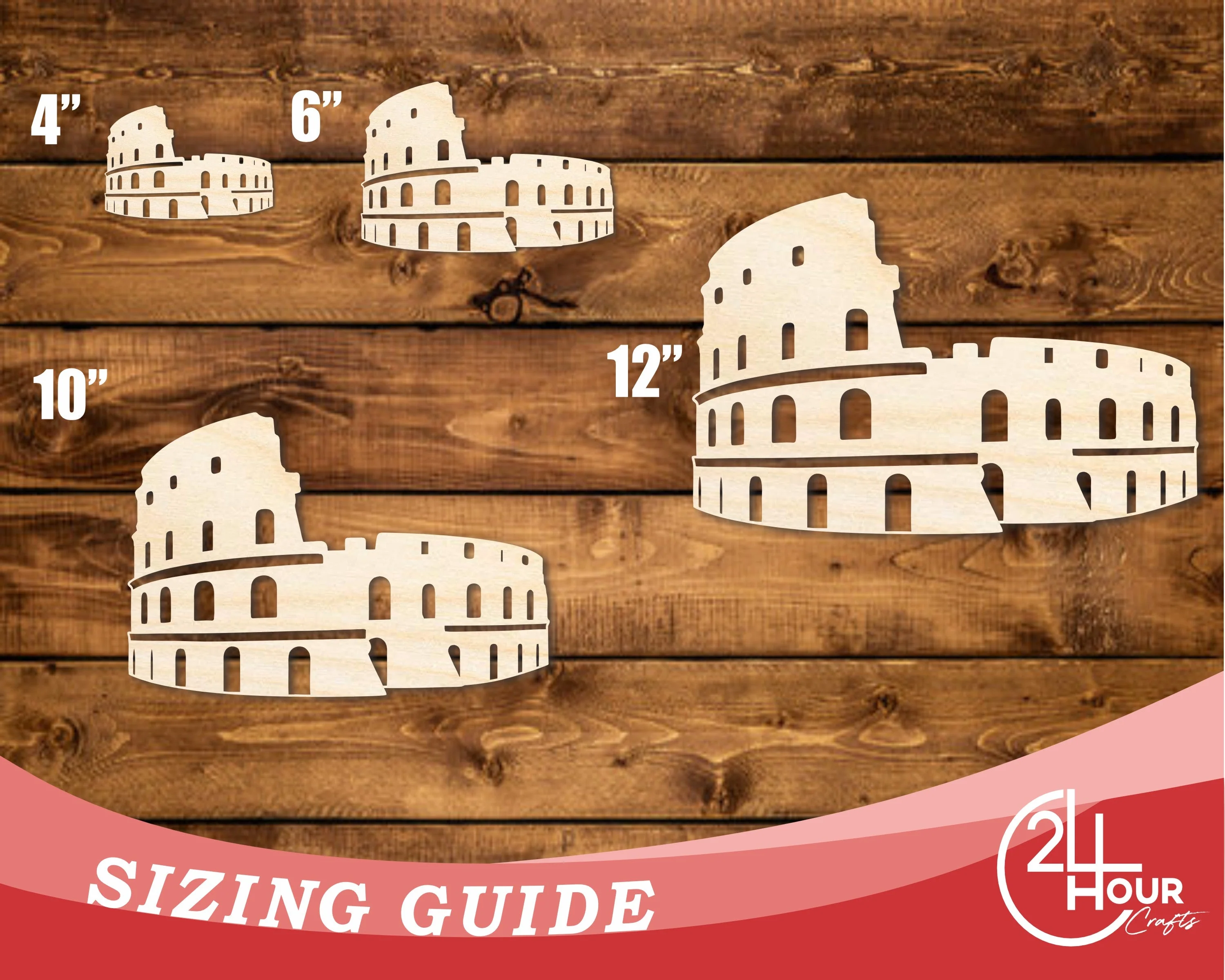 Unfinished Wood Colosseum Shape | DIY Craft Cutout | up to 46" DIY - Image 3
