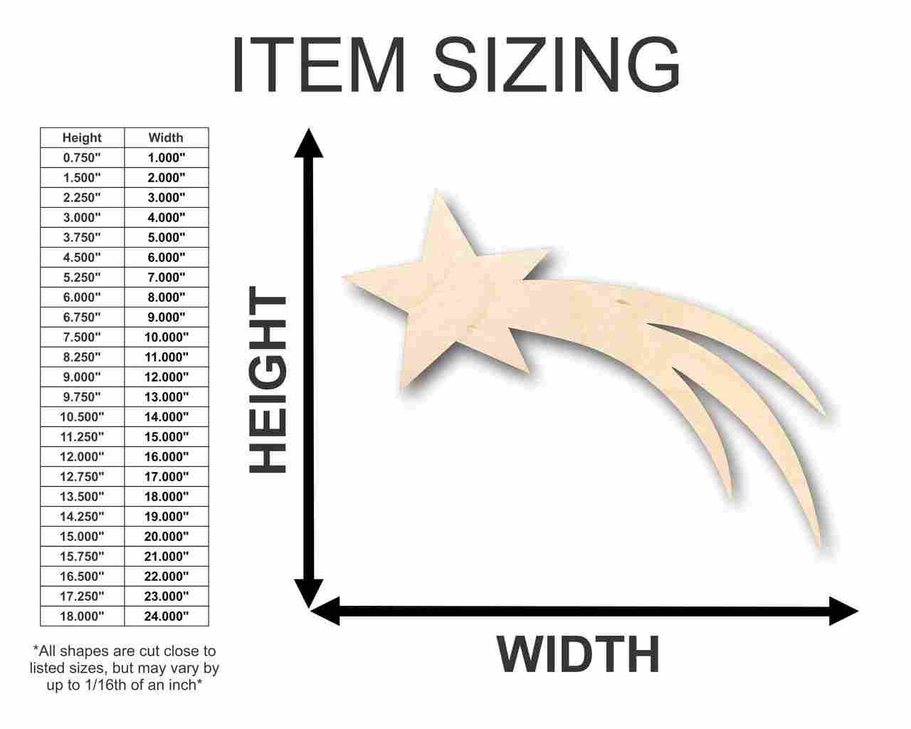 Unfinished Wood Comet Shooting Star Shape - Space - Nursery - Craft - up to 46" DIY - Image 2