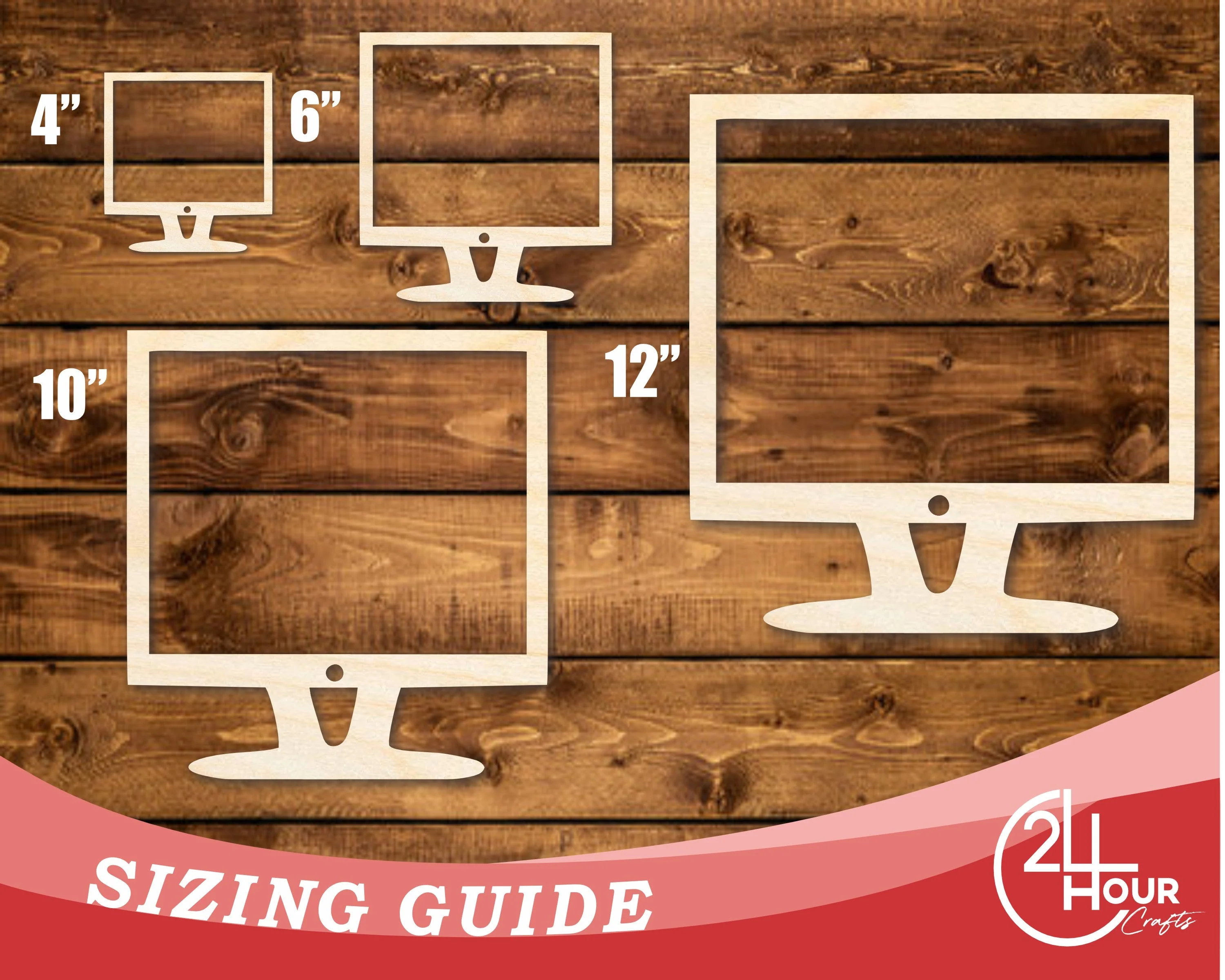 Unfinished Wood Computer Shape | DIY Craft Cutout | up to 46" DIY - Image 3