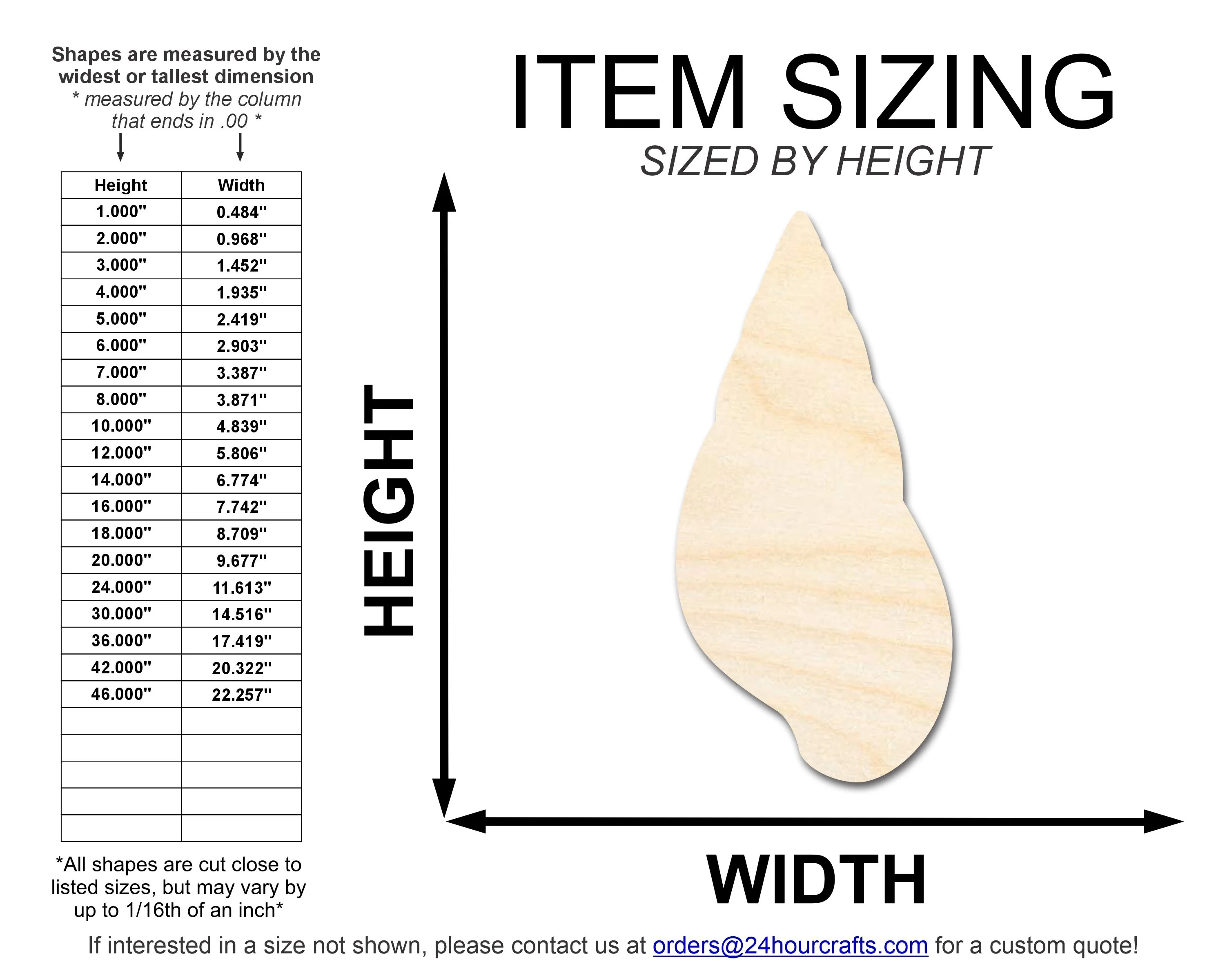 Unfinished Wood Cone Shell Shape | DIY Craft Cutout | up to 46" DIY - Image 2