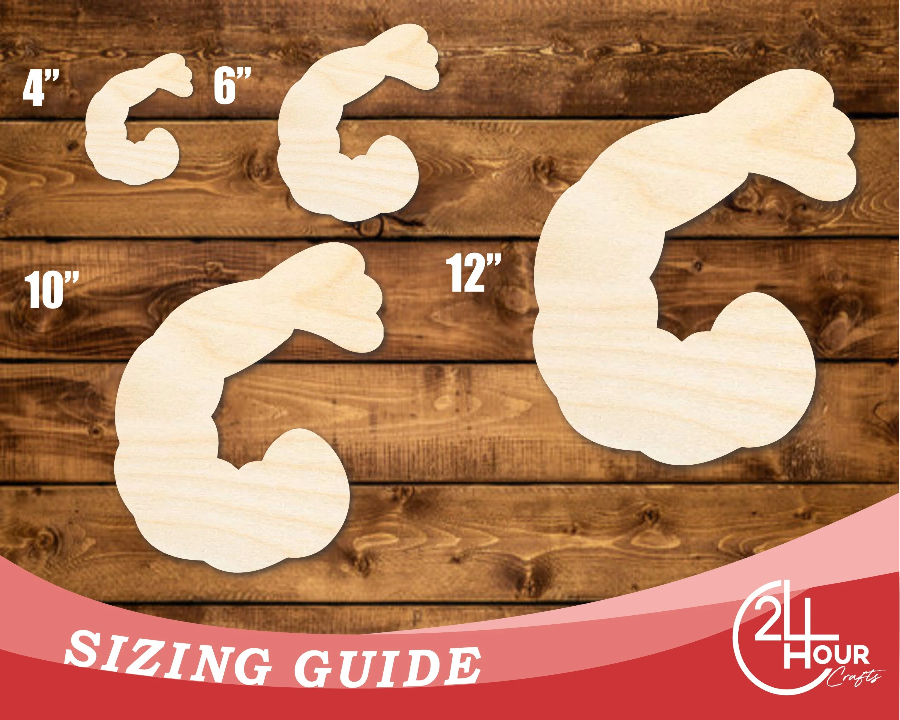 Unfinished Wood Cooked Shrimp Shape | DIY Craft Cutout | up to 46" DIY - Image 3