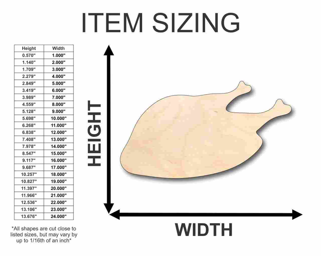 Unfinished Wood Cooked Turkey Shape - Thanksgiving - Kitchen - Food - Craft - up to 46" DIY - Image 2