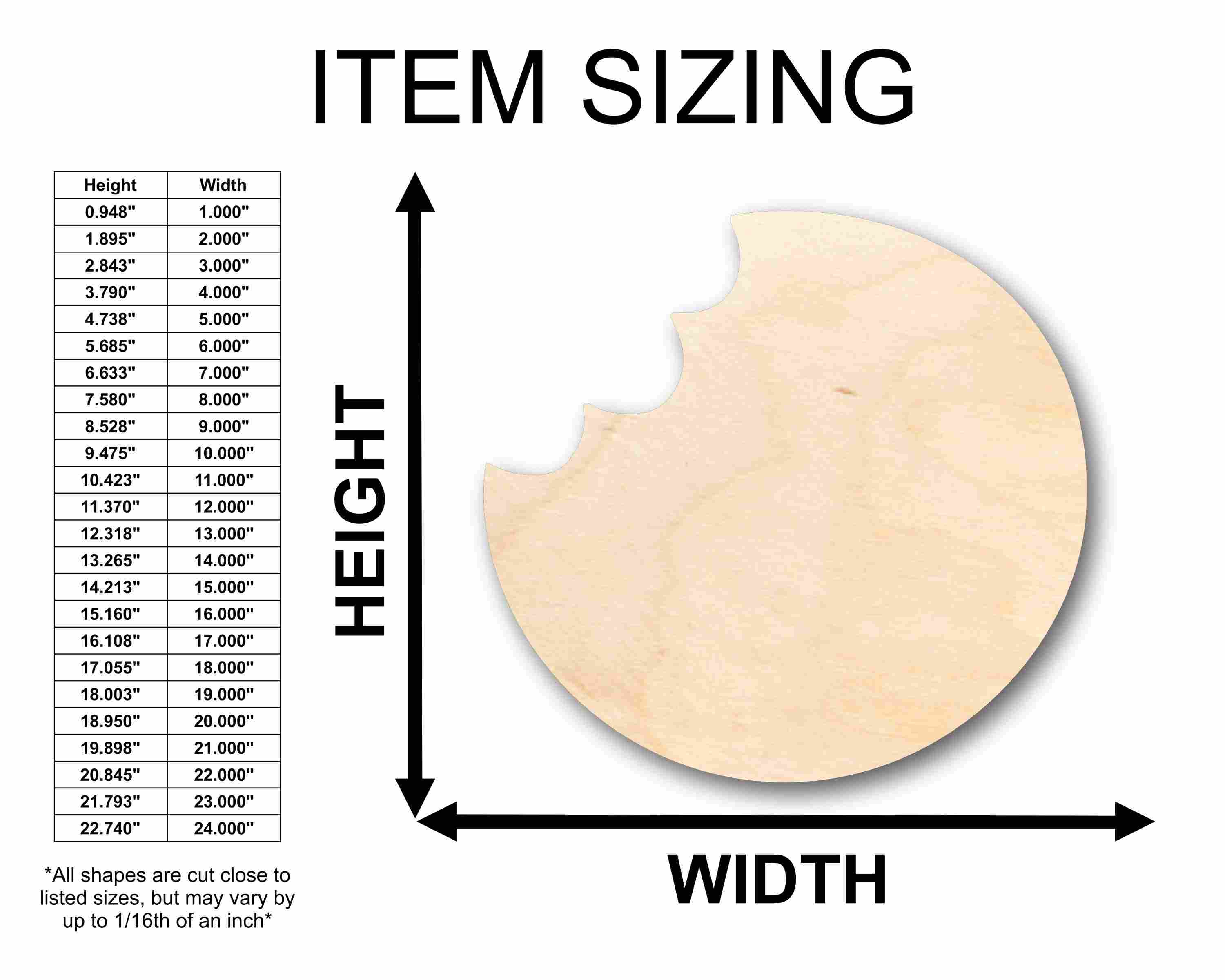 Unfinished Wood Cookie with Bite Silhouette - Craft- up to 46" DIY - Image 2