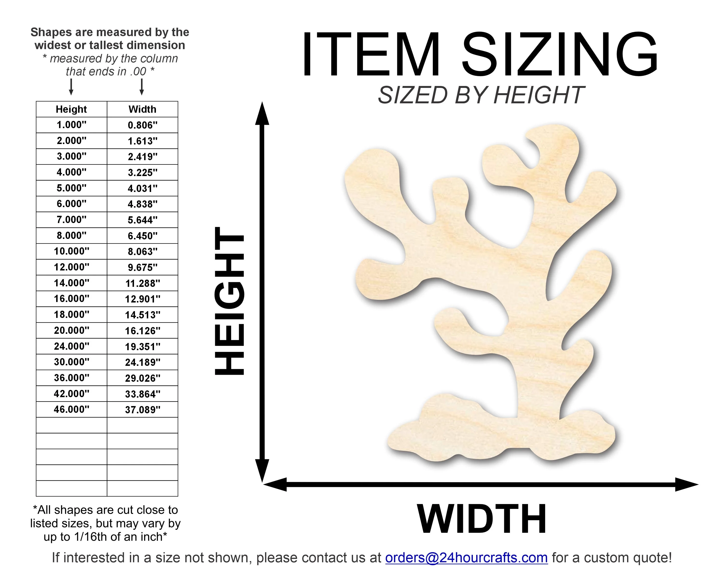 Unfinished Wood Coral Shape | DIY Craft Cutout | up to 46" DIY - Image 2