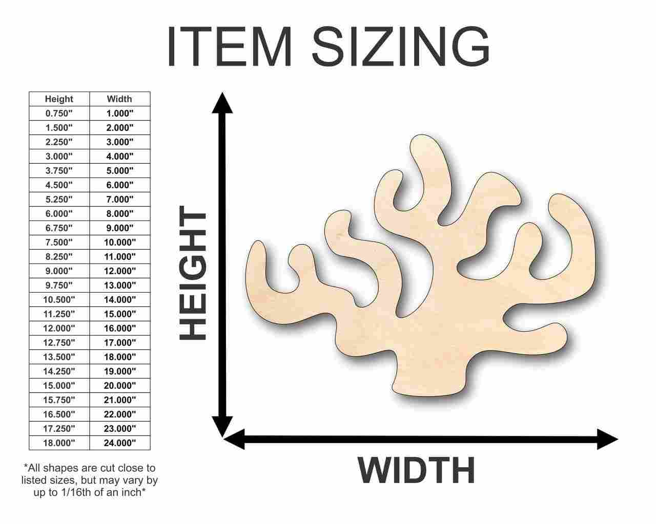 Unfinished Wood Coral Shape - Ocean - Nursery - Craft - up to 46" DIY - Image 2