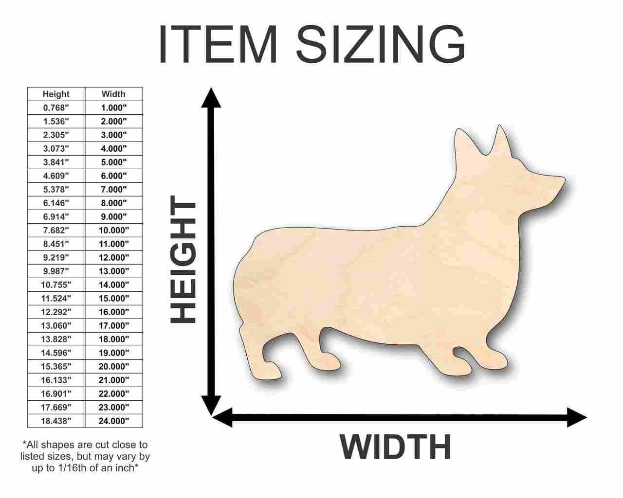 Unfinished Wood Corgi Dog Shape - Animal - Pet - Craft - up to 46" DIY - Image 2