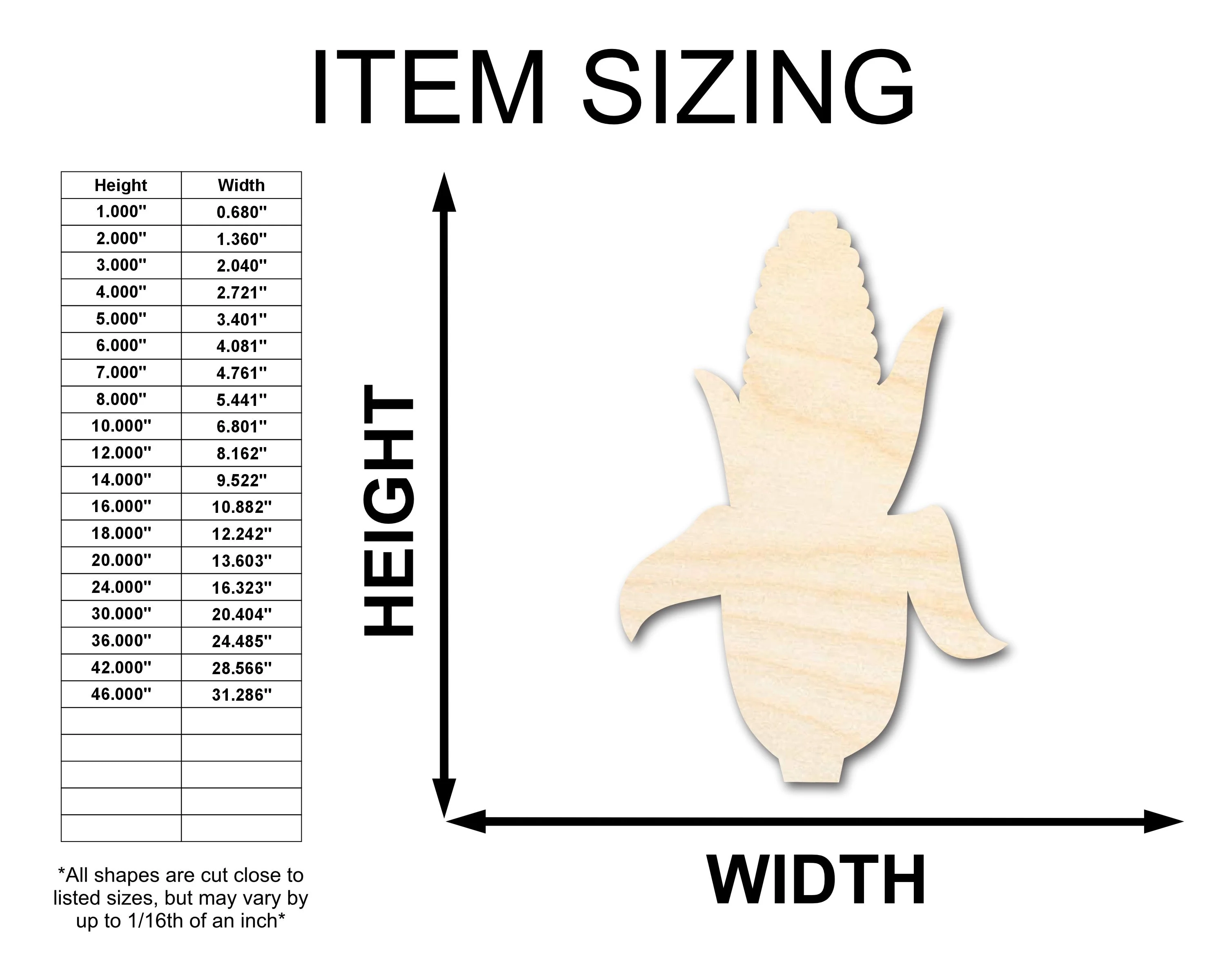 Unfinished Wood Corn on the Cob Shape | Craft Cutout | up to 46" DIY - Image 2