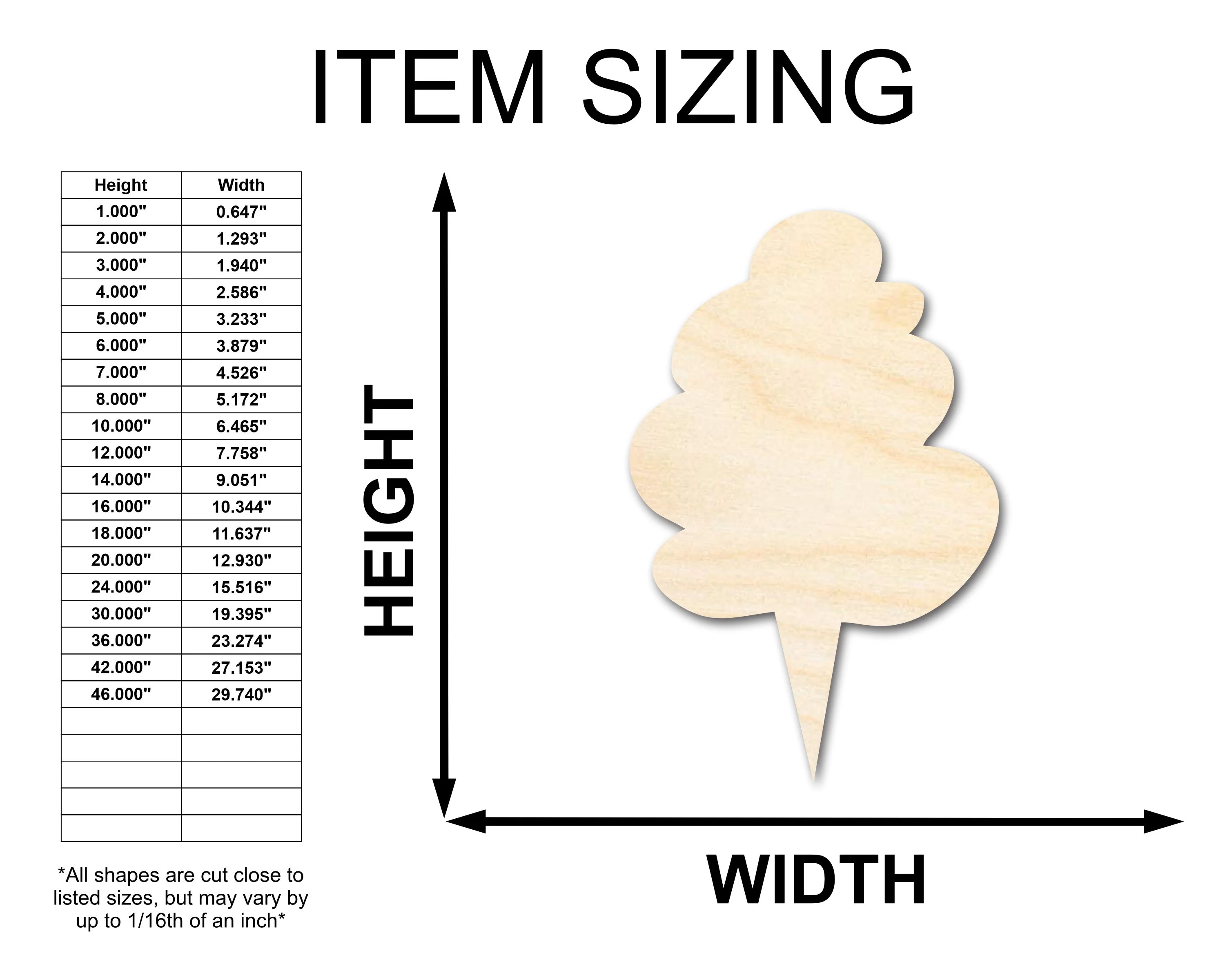 Unfinished Wood Cotton Candy Shape - Craft - up to 46" - Image 2