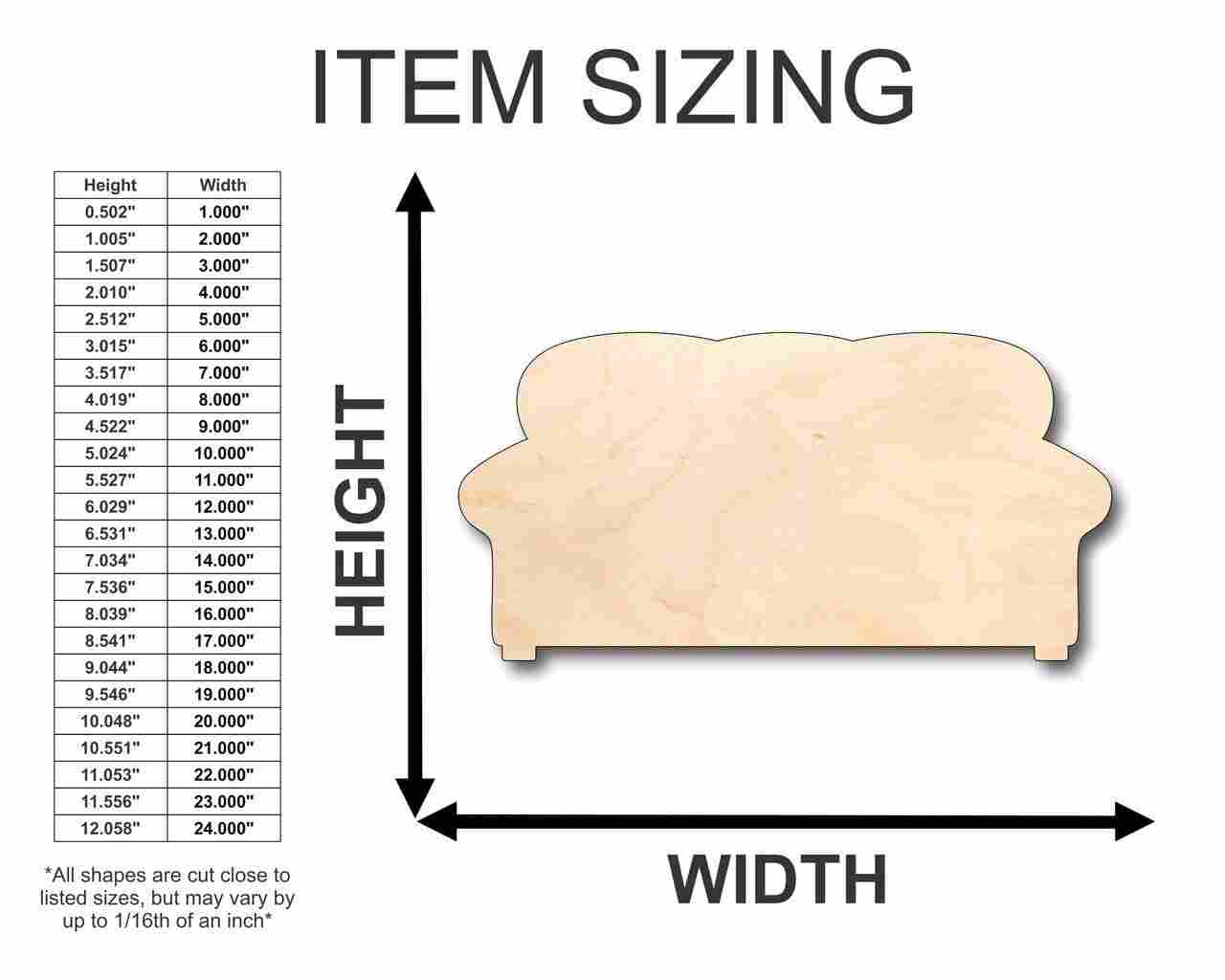 Unfinished Wood Couch Shape - Home - Craft - up to 46" DIY - Image 2