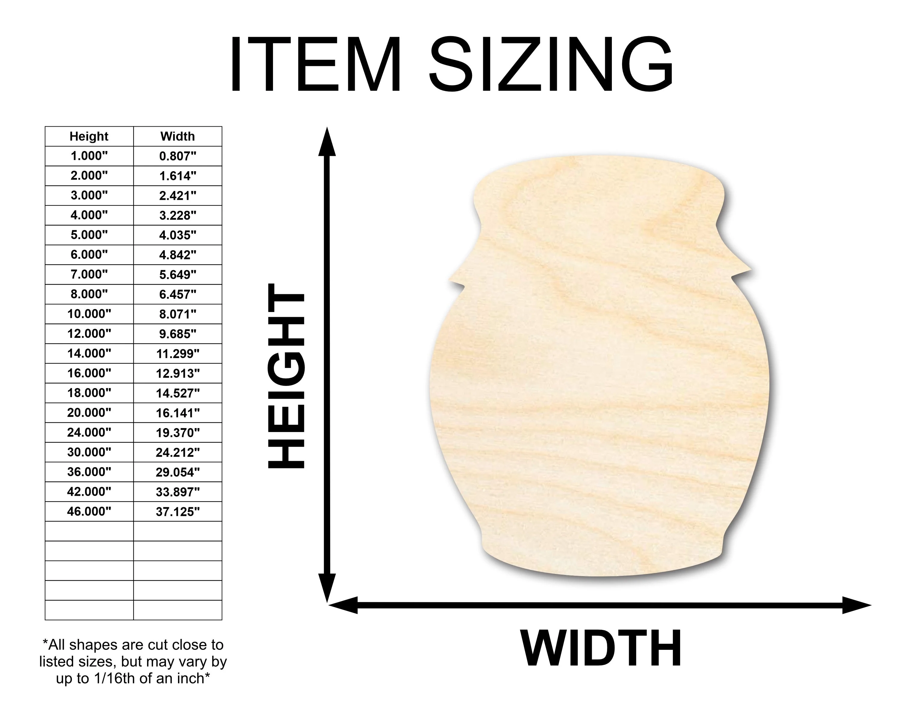 Unfinished Wood Country Jar Shape - Craft - up to 46" - Image 2