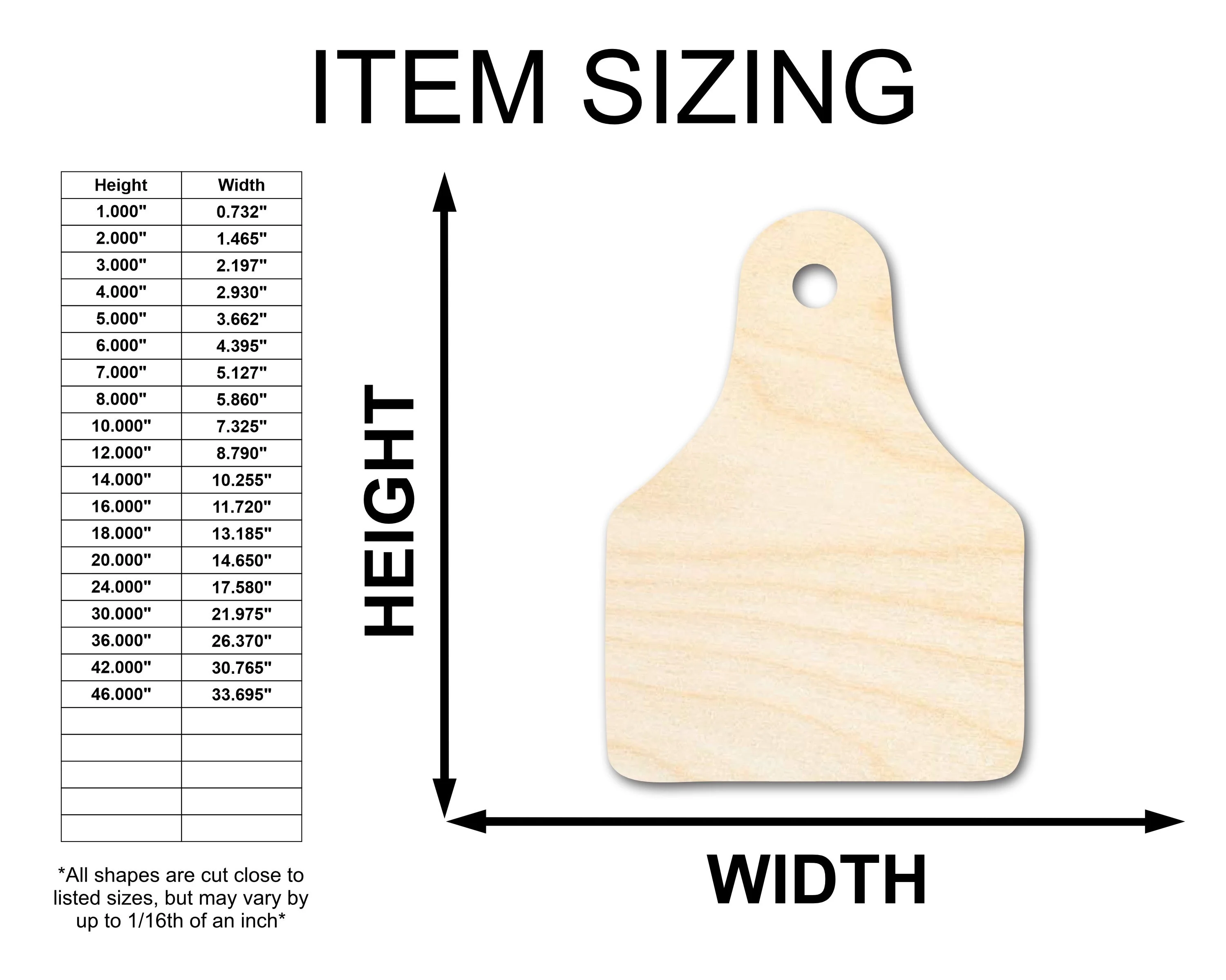 Unfinished Wood Cow Tag Shape - Farm Craft - up to 46" DIY - Image 2