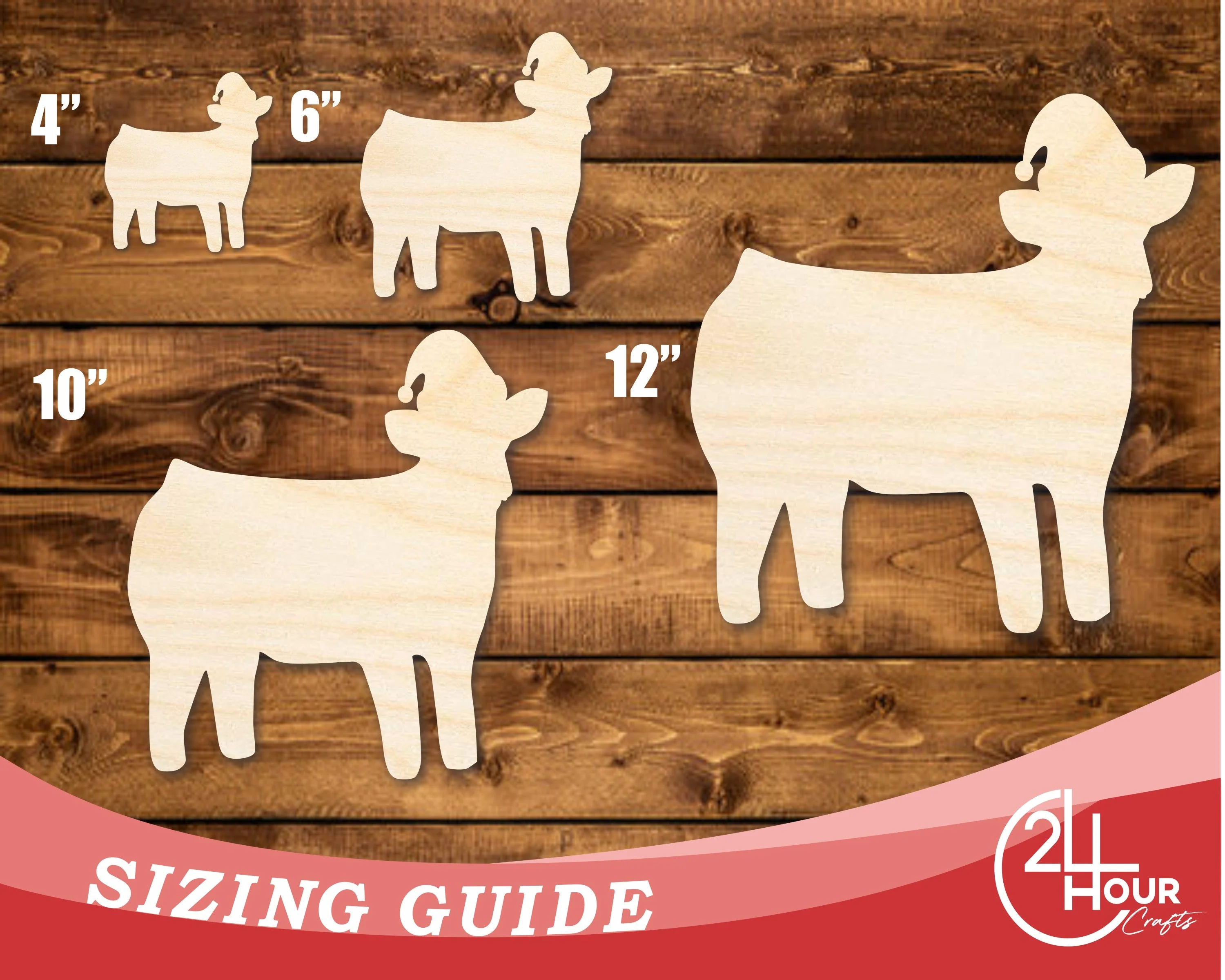 Unfinished Wood Cow With Santa Hat Shape | DIY Craft Cutout | up to 46" DIY - Image 2