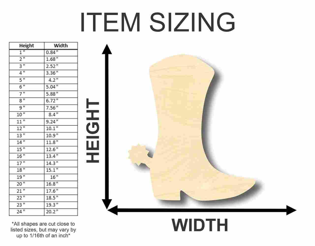 Unfinished Wood Cowboy Boot Shape - Western - Craft - up to 46" DIY - Image 2
