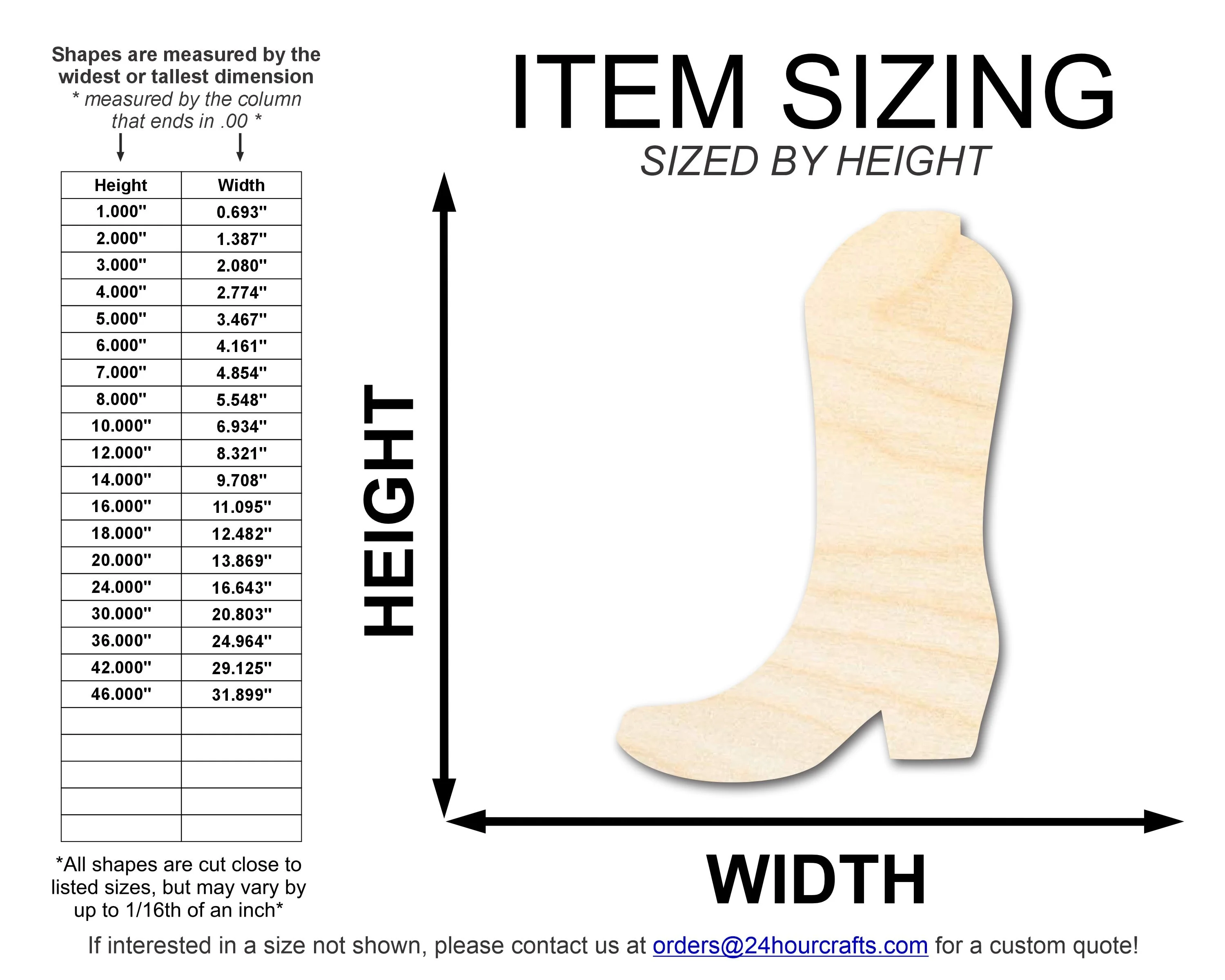 Unfinished Wood Cowboy Boot Silhouette | DIY Craft Cutout | up to 46" DIY - Image 2