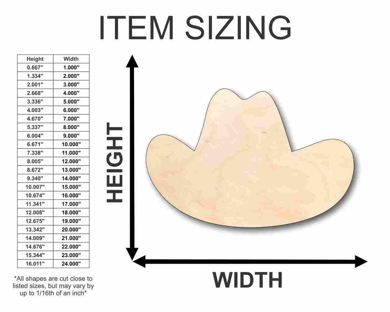 Unfinished Wood Cowboy Hat Shape - Western - Craft - up to 46" DIY - Image 2