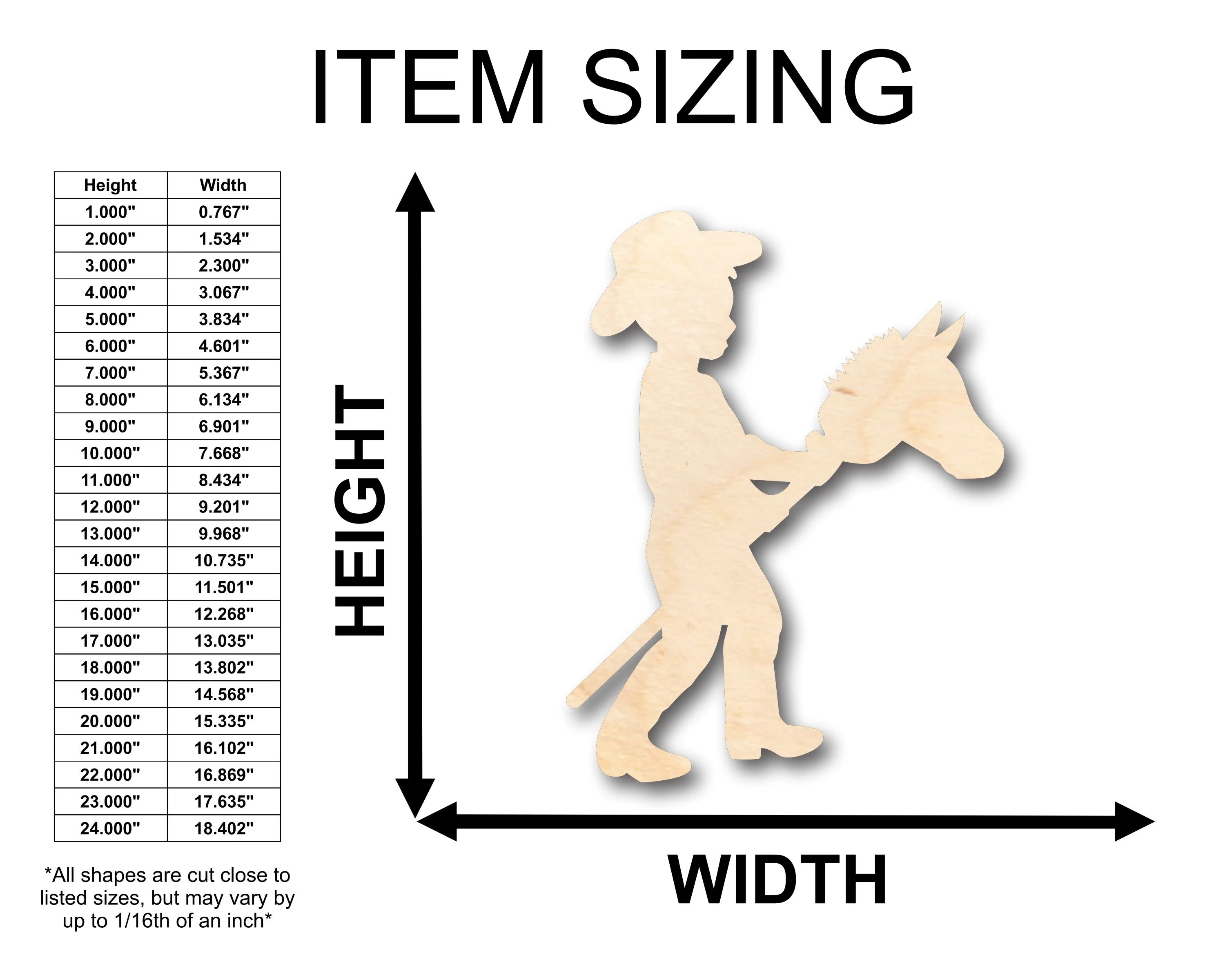 Unfinished Wood Cowboy Kid Shape - Craft - up to 46" DIY - Image 2