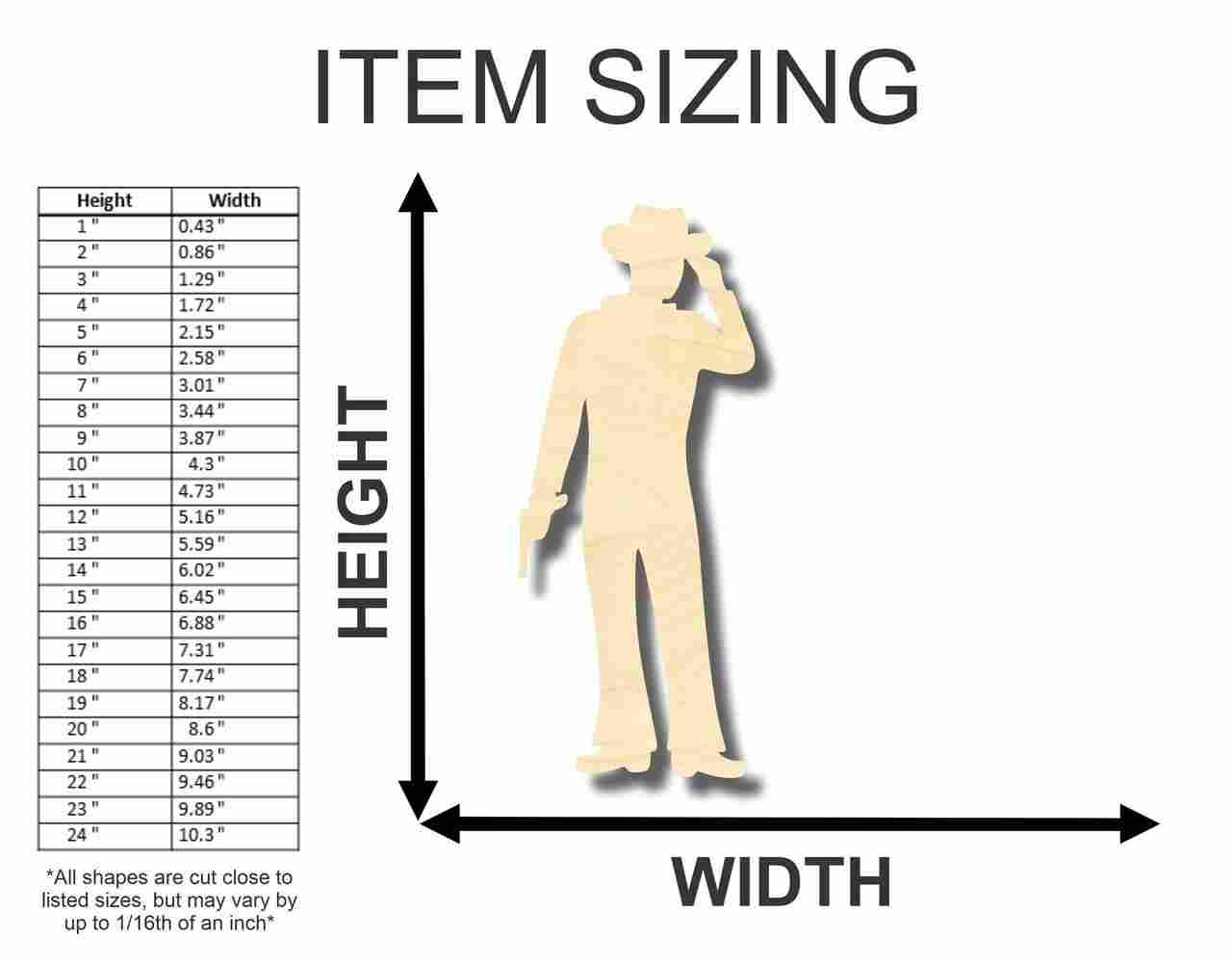 Unfinished Wood Cowboy Shape - Western - Craft - up to 46" DIY - Image 2