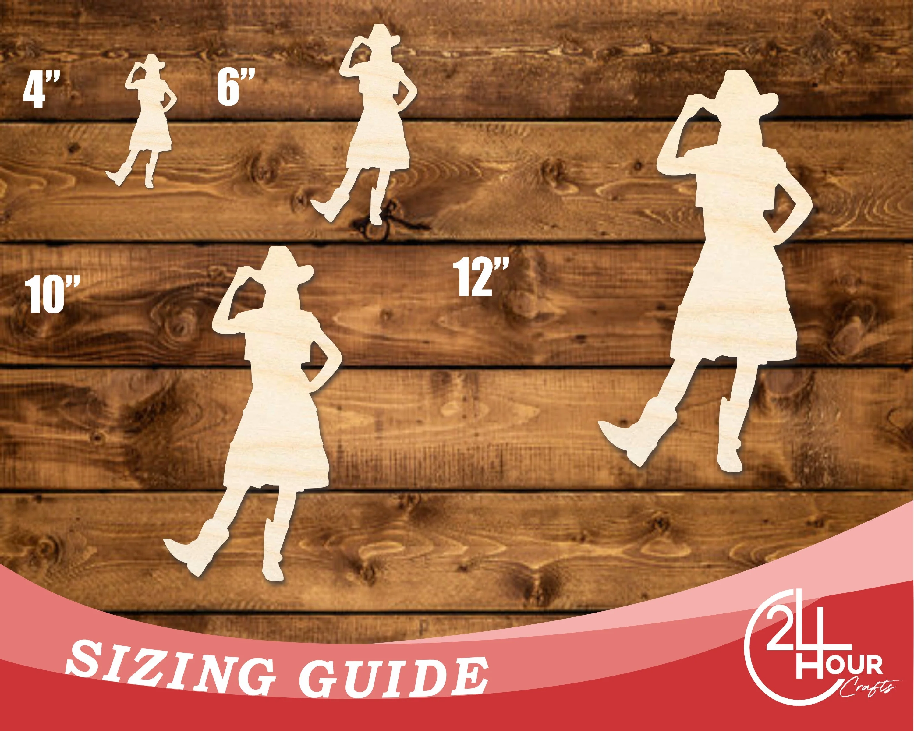Unfinished Wood Cowgirl Shape | DIY Craft Cutout | up to 46" DIY - Image 3