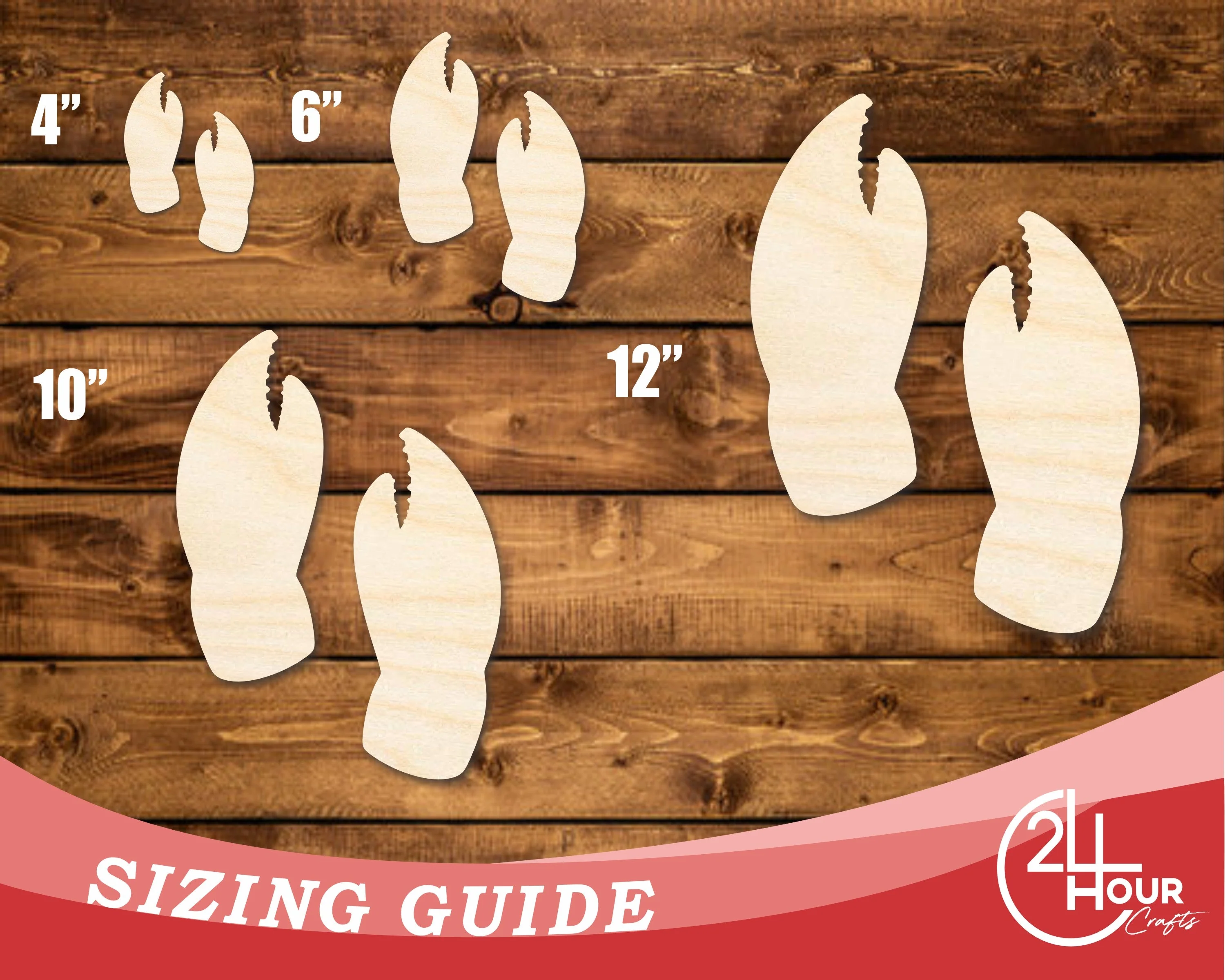 Unfinished Wood Crab Claw Shape | DIY Craft Cutout | up to 46" DIY - Image 3