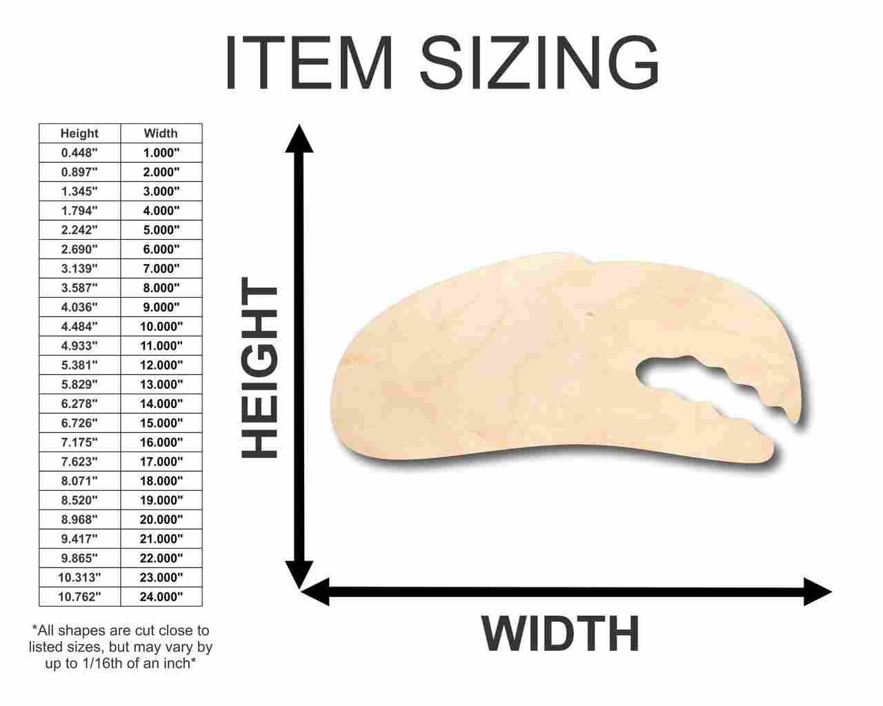 Unfinished Wood Crab Claw Shape - Ocean - Nursery - Craft - up to 46" DIY - Image 2