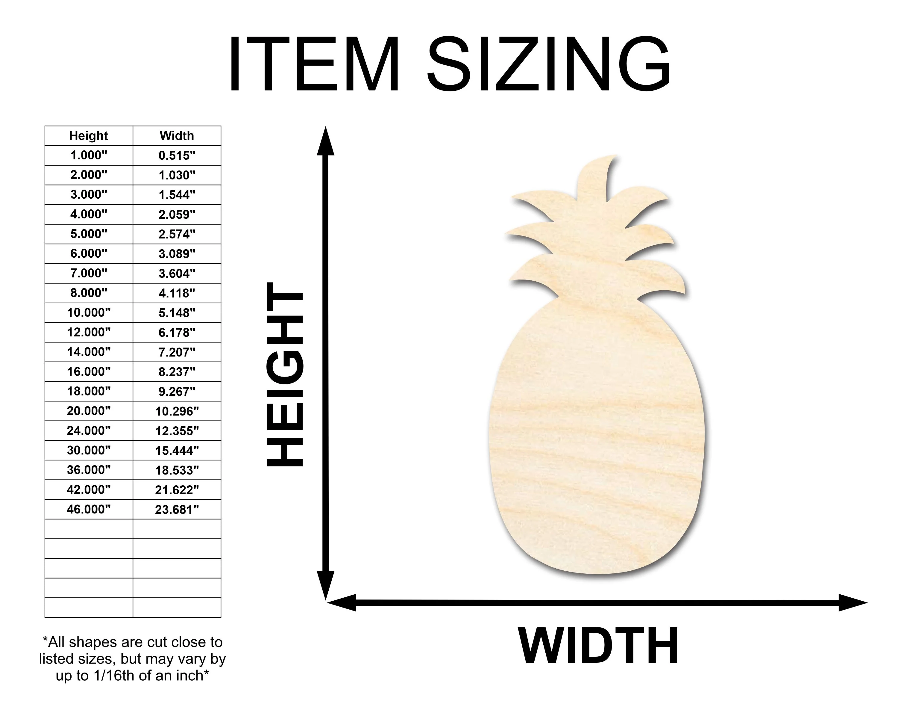Unfinished Wood Crafty Pineapple Shape - Craft - up to 46" - Image 2