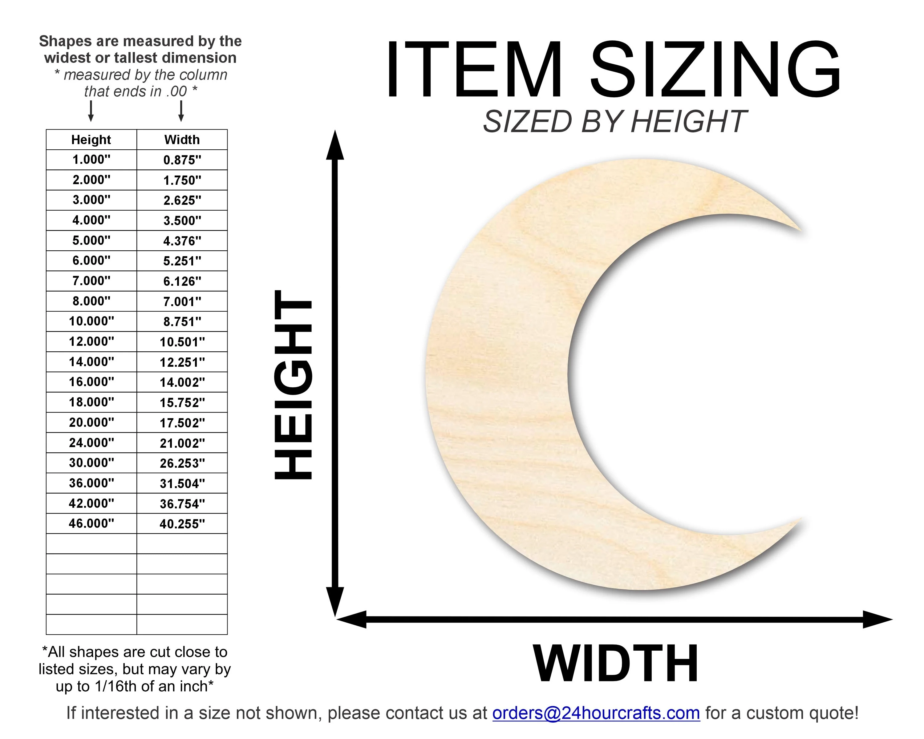 Unfinished Wood Crescent Moon Shape | DIY Celestial Night Sky Craft Cutout | Up to 36" - Image 2