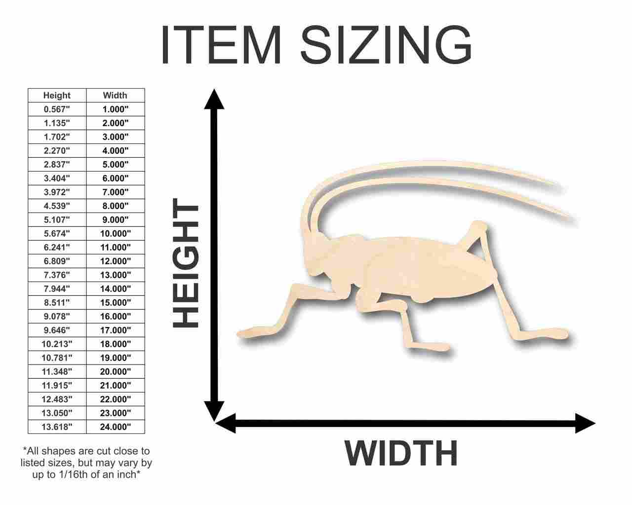 Unfinished Wood Cricket Shape - Insect - Wildlife - Craft - up to 46" DIY - Image 2