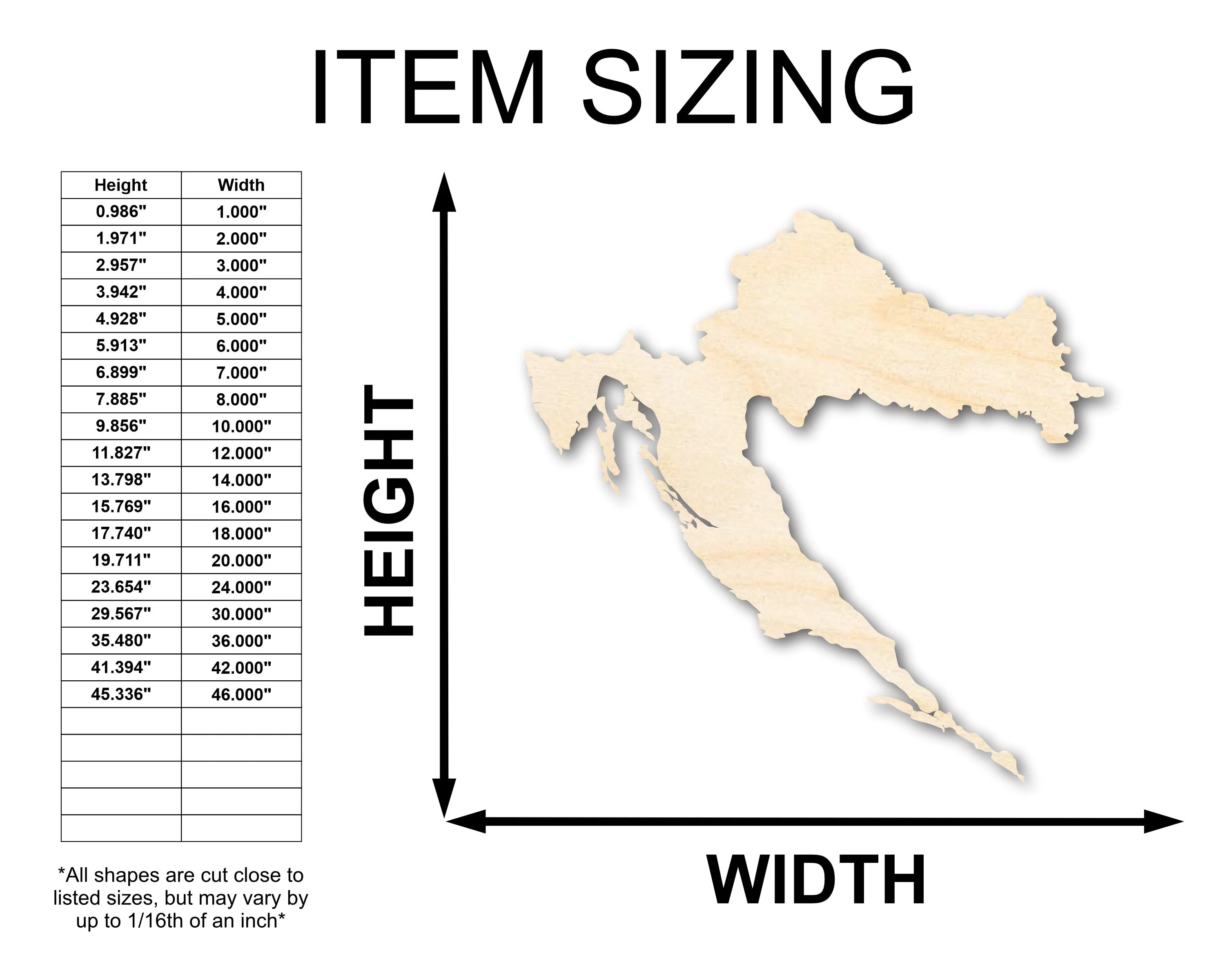 Unfinished Wood Croatia Country Shape - European Craft - up to 46" DIY - Image 2