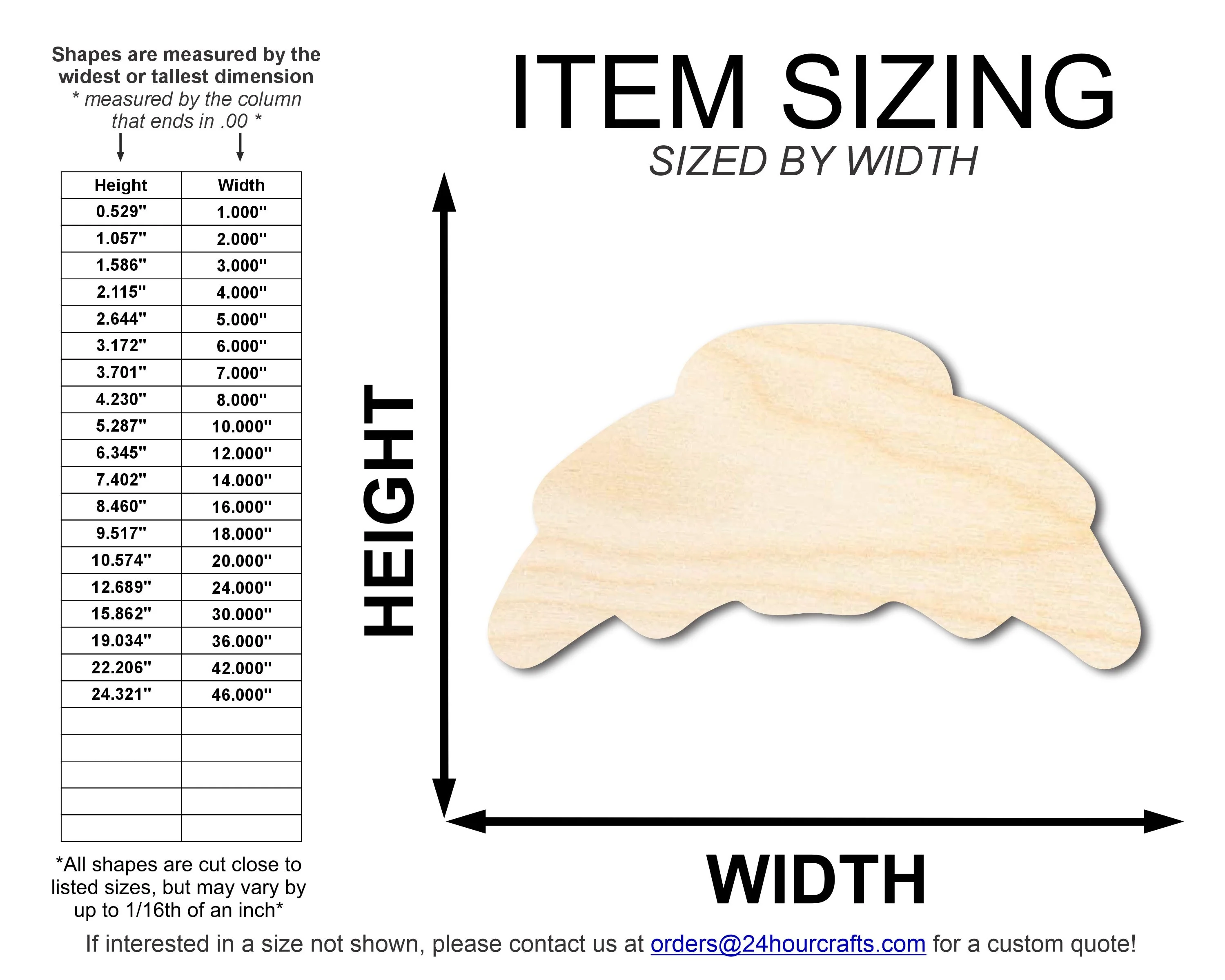 Unfinished Wood Croissant Shape | DIY Craft Cutout | up to 46" DIY - Image 2