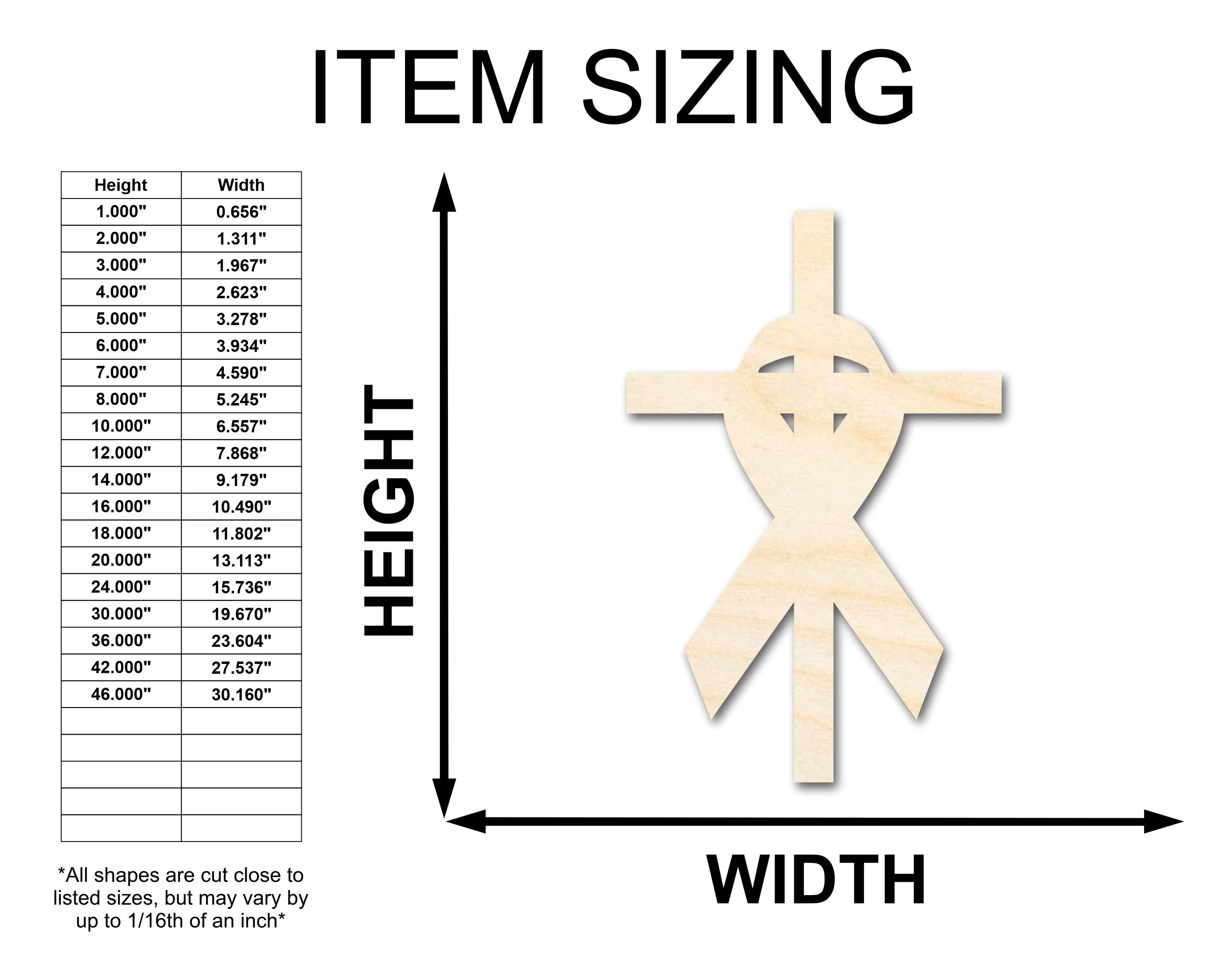 Unfinished Wood Cross and Ribbon Silhouette Shape - Craft - up to 46" - Image 2