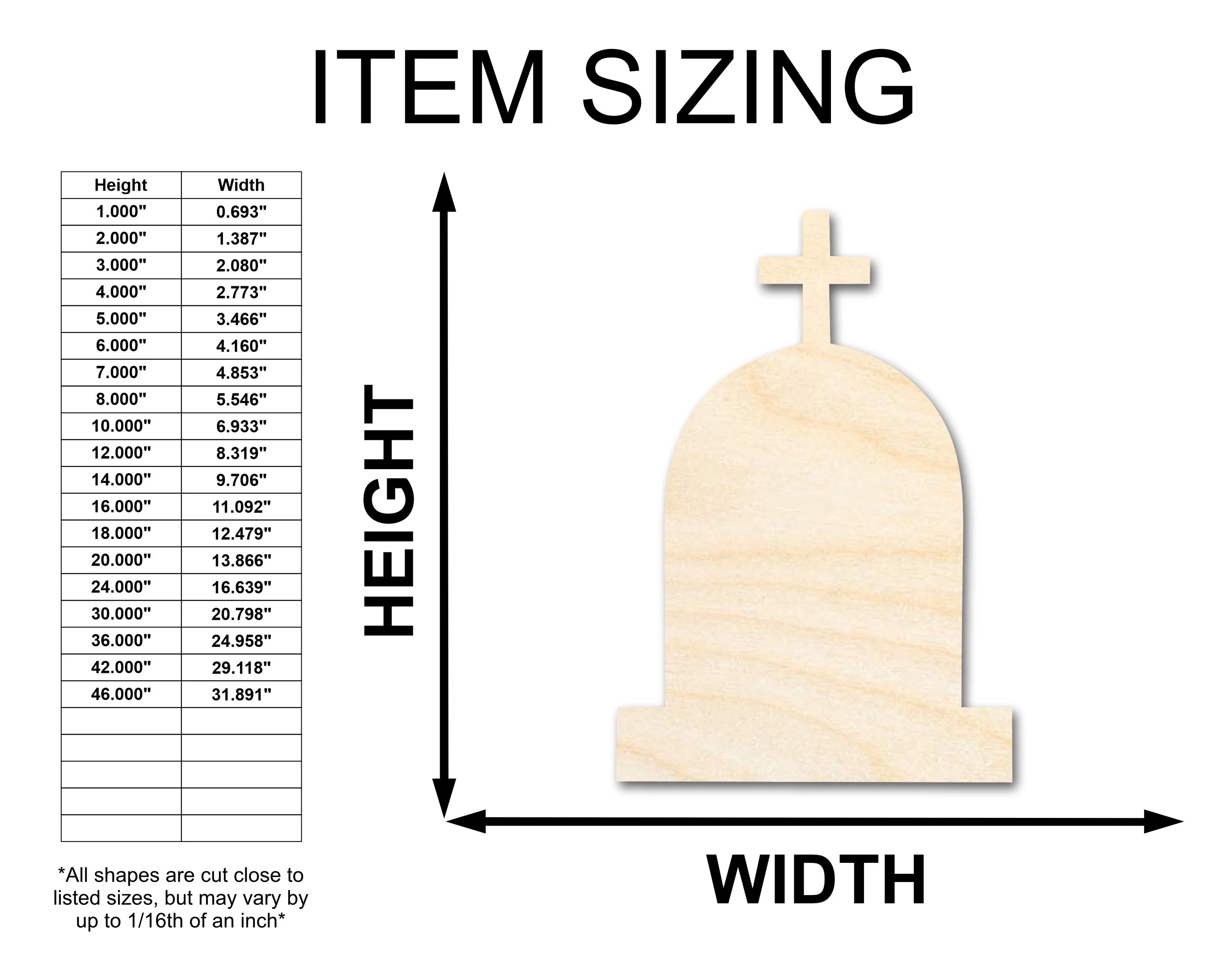 Unfinished Wood Cross Tombstone Shape - Craft - up to 46" - Image 2