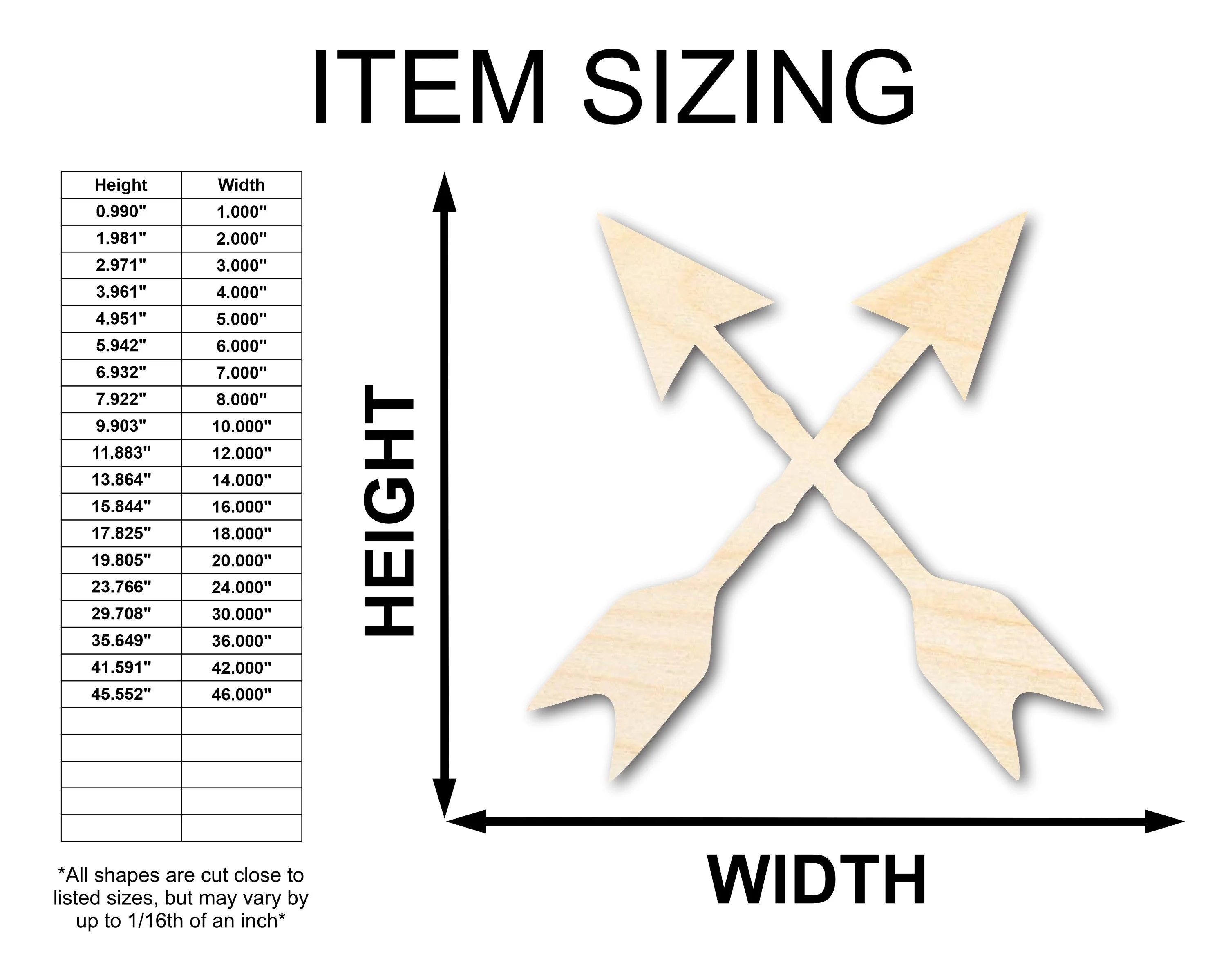 Unfinished Wood Crossed Arrows Shape | Craft Cutout | up to 46" DIY - Image 2