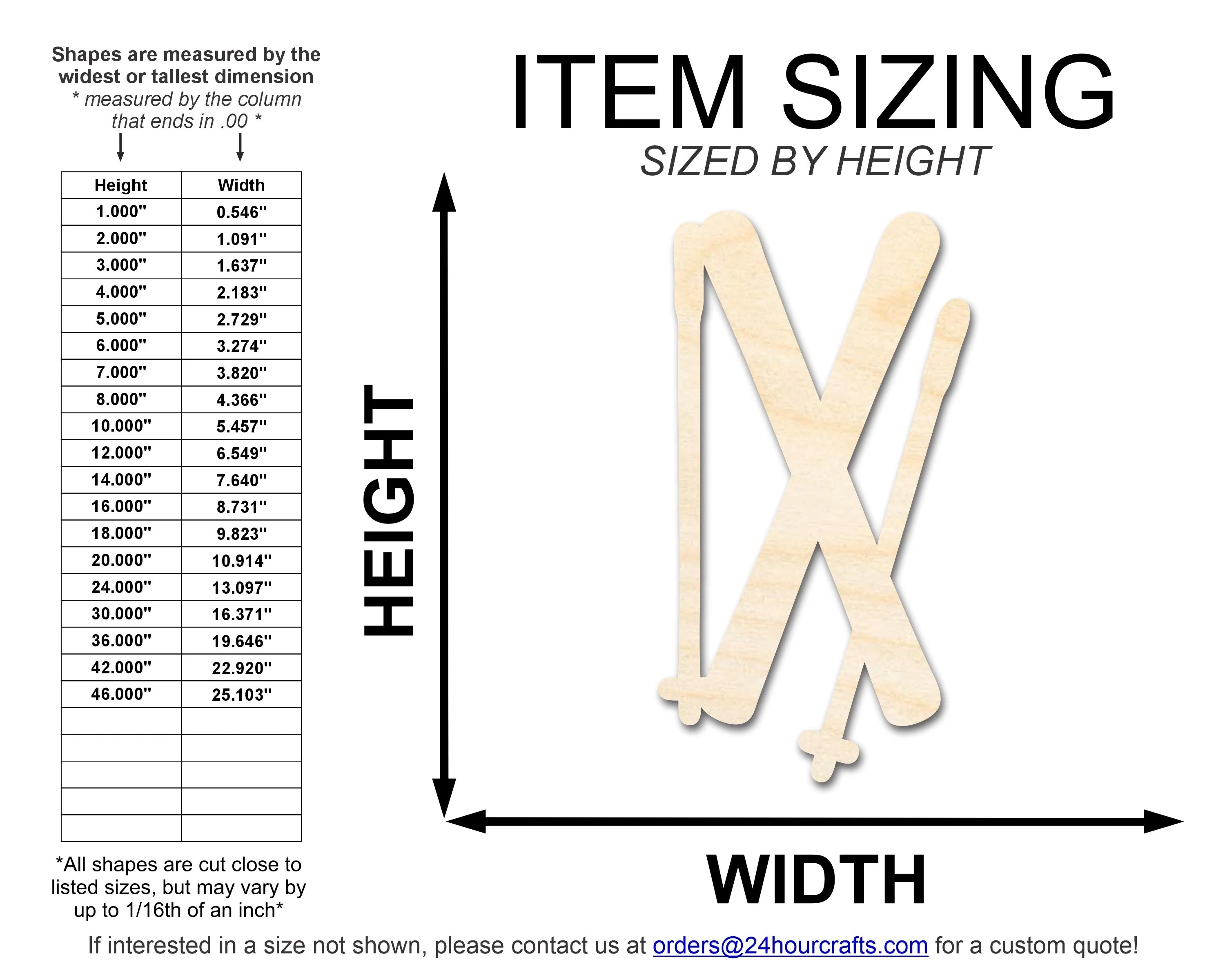 Unfinished Wood Crossed Skis Shape | DIY Craft Cutout | up to 46" DIY - Image 2