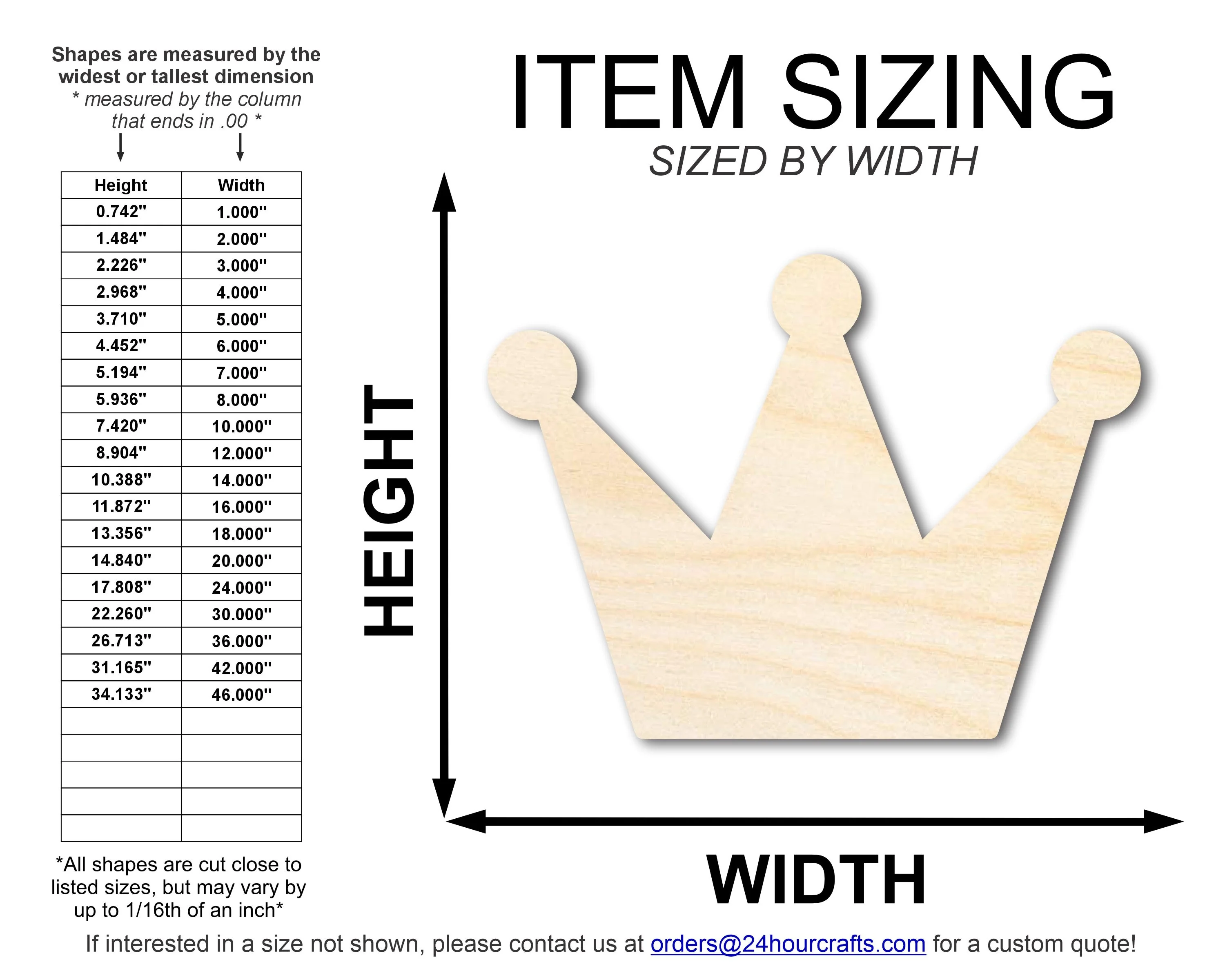 Unfinished Wood Crown Shape | DIY Craft Cutout | up to 46" DIY - Image 2