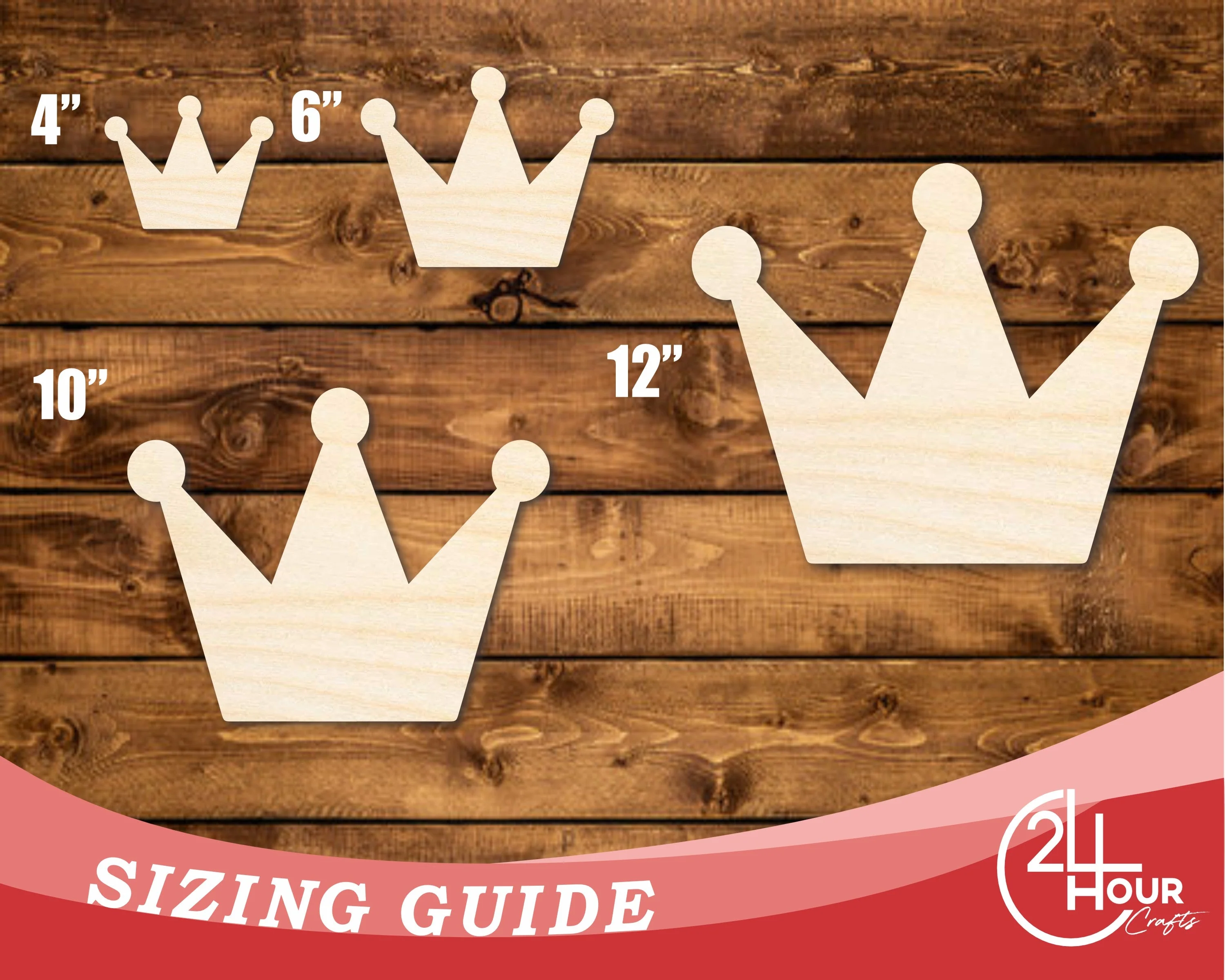 Unfinished Wood Crown Shape | DIY Craft Cutout | up to 46" DIY - Image 3