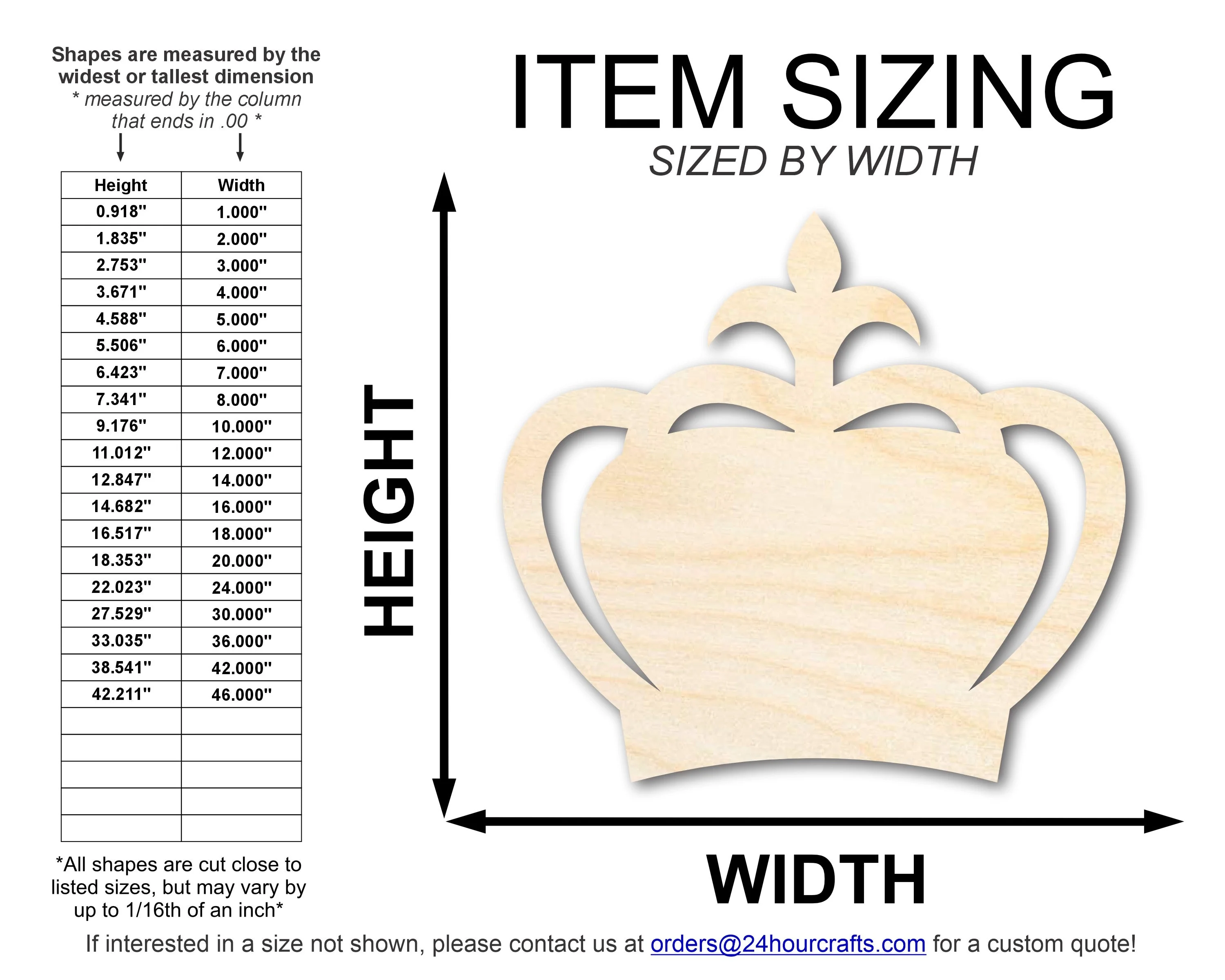 Unfinished Wood Crown Shape | DIY Craft Cutout | up to 46" DIY - Image 2