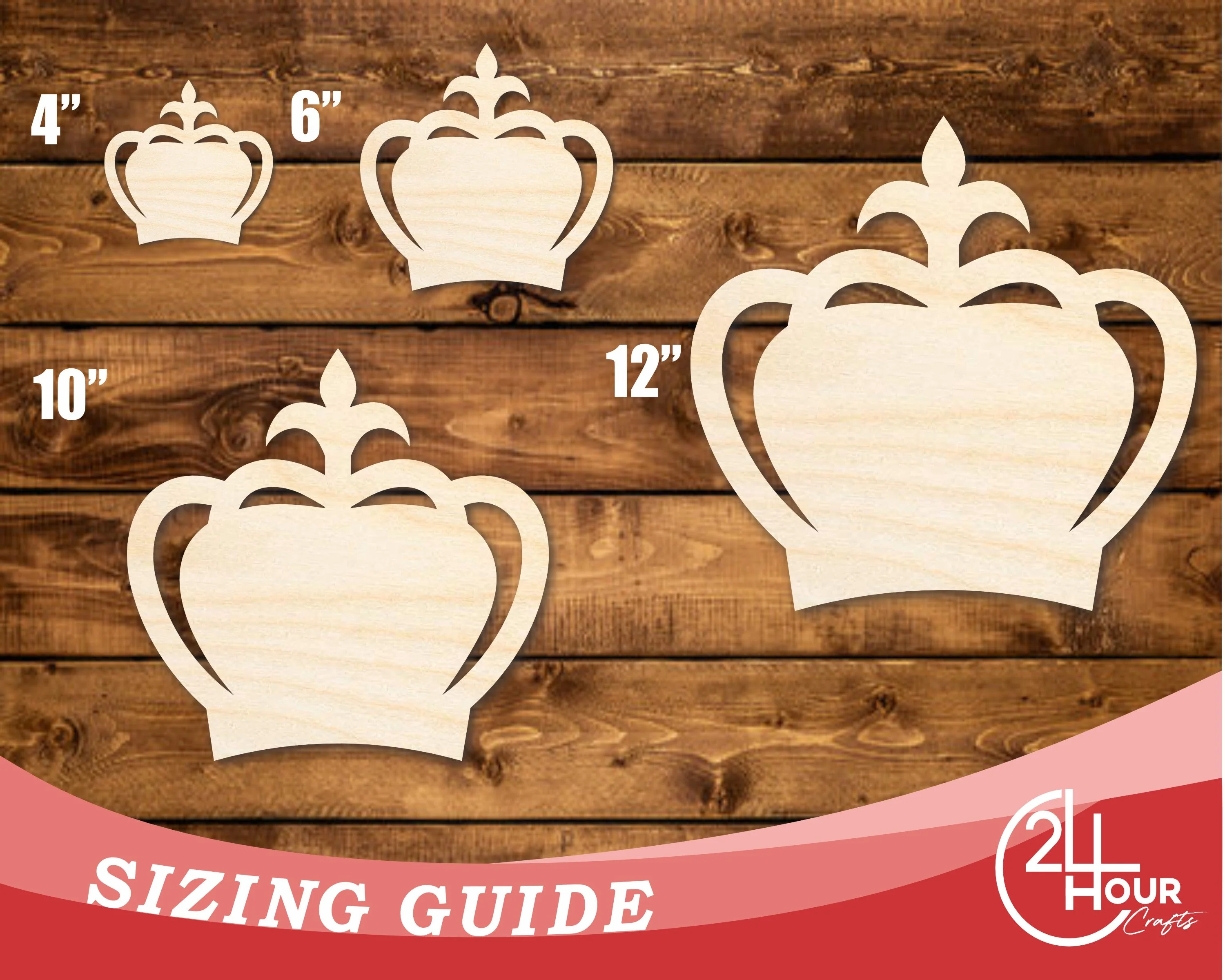 Unfinished Wood Crown Shape | DIY Craft Cutout | up to 46" DIY - Image 3