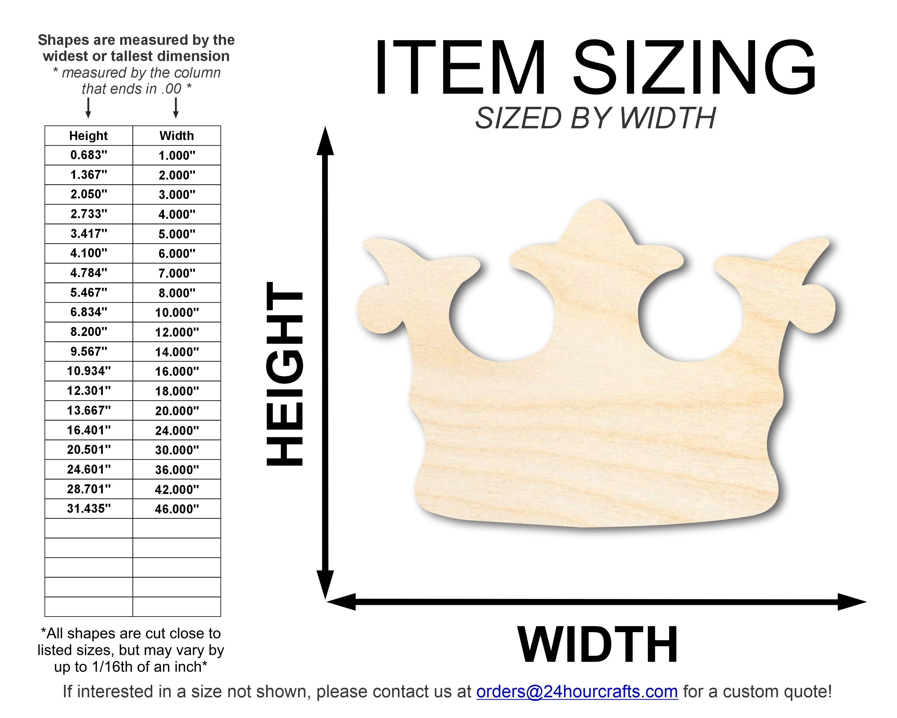 Unfinished Wood Crown Shape | Royalty King Queen | DIY Craft Cutout | up to 46" DIY - Image 2