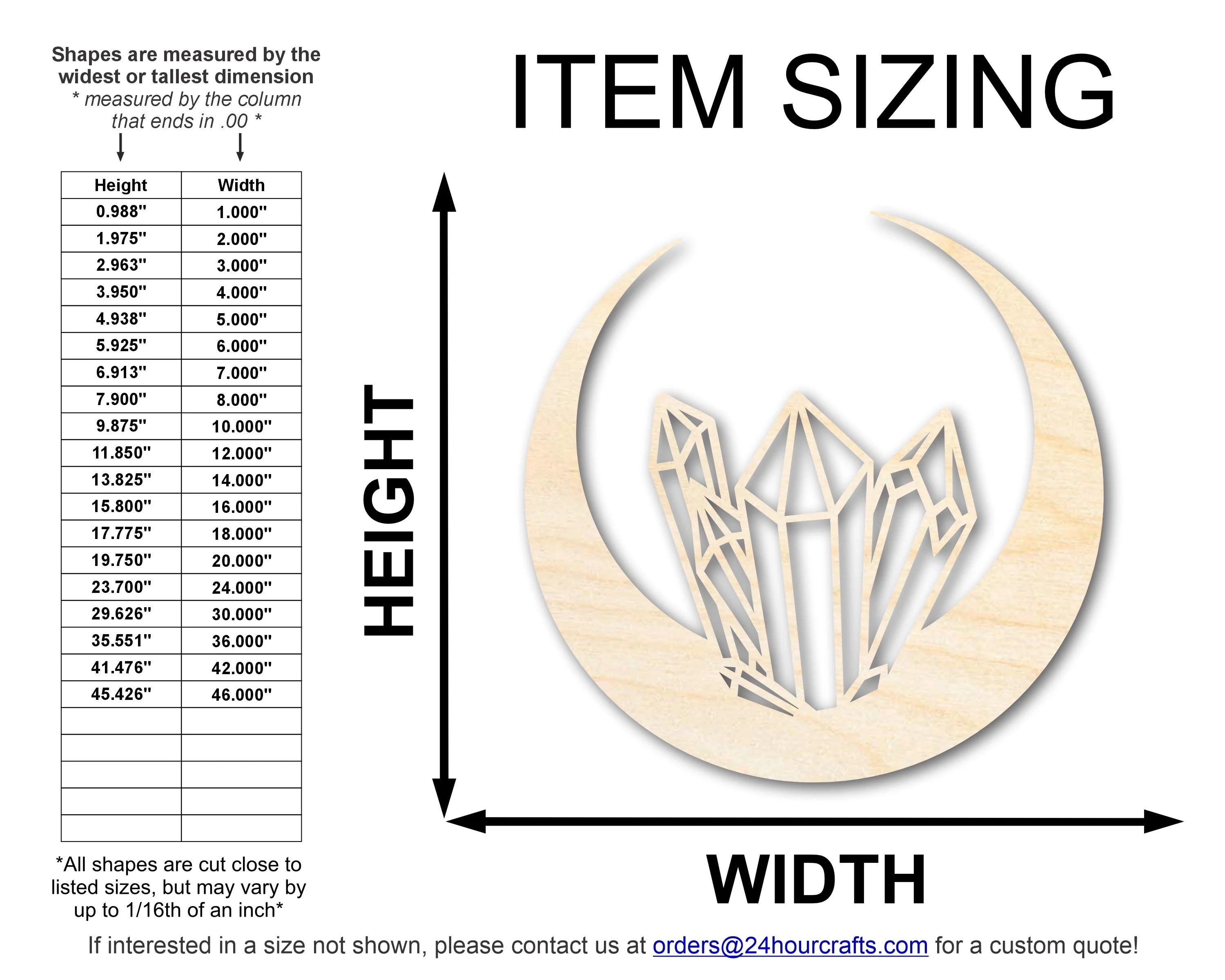 Unfinished Wood Crystal Moon Shape | JGrondz | DIY Craft Cutout | up to 46" DIY | - Image 3