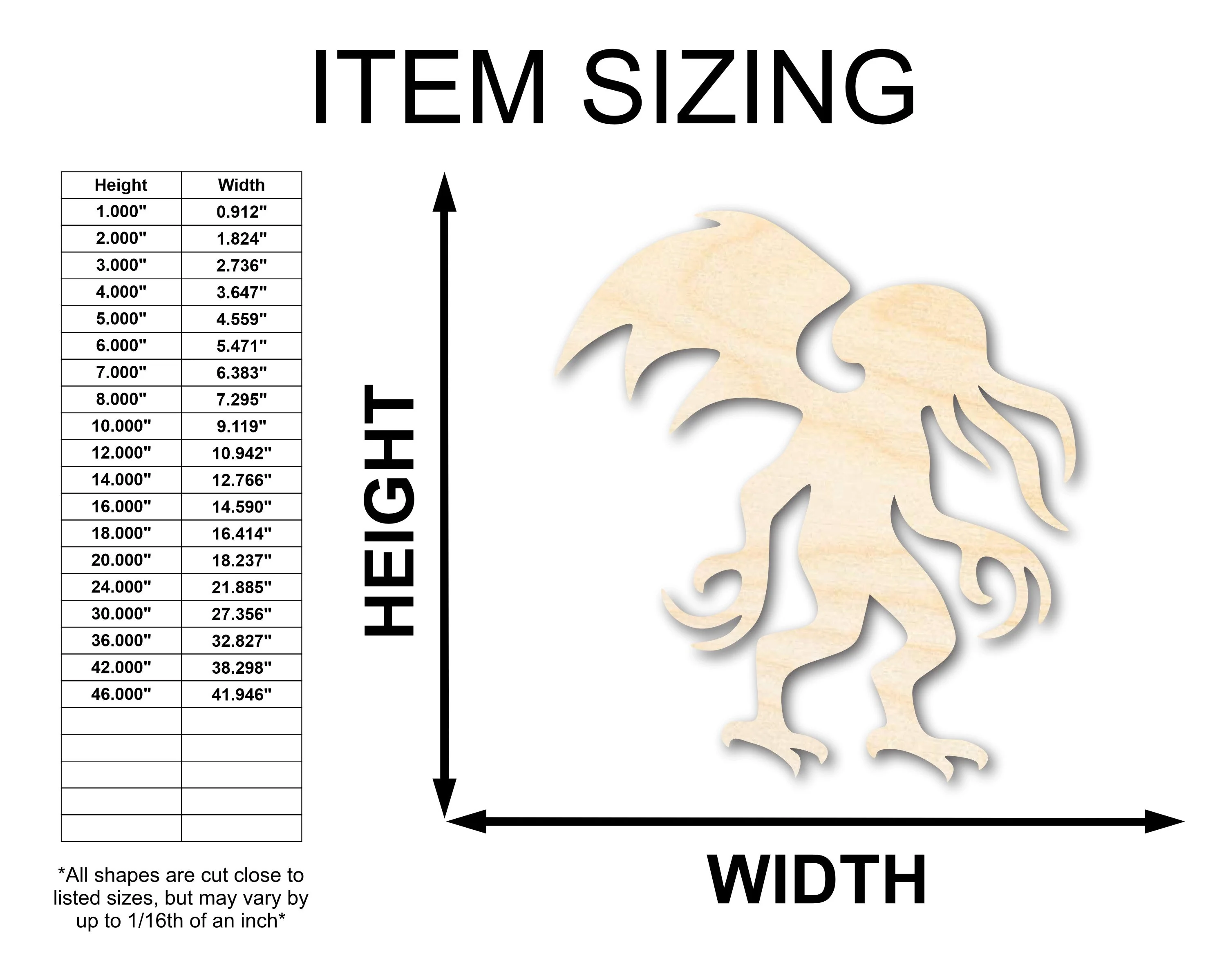 Unfinished Wood Cthulhu Shape - Craft - up to 46" - Image 2