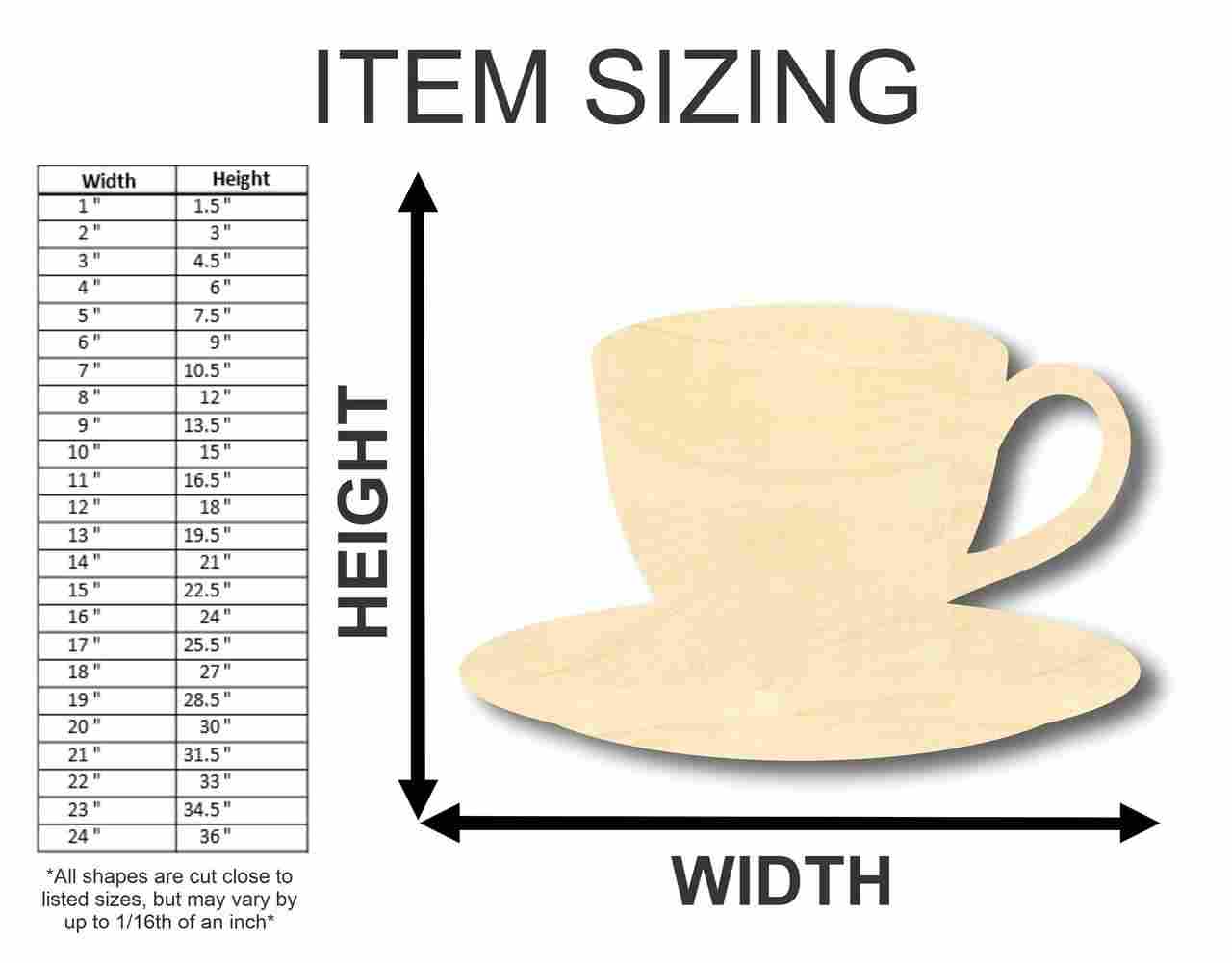 Unfinished Wood Cup of Tea Shape - Kitchen - Craft - up to 46" DIY - Image 2
