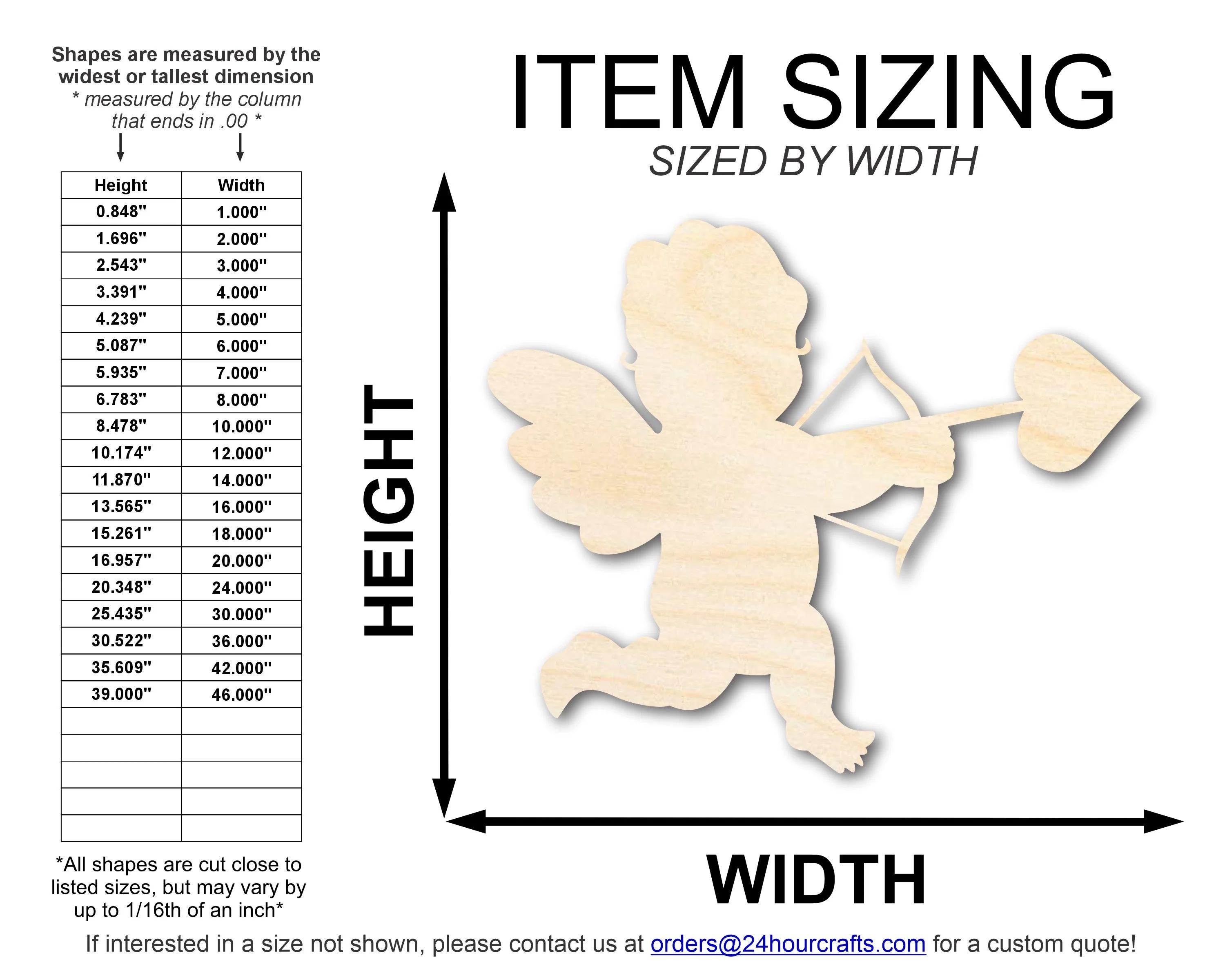 Unfinished Wood Cupid Shape | DIY Craft Cutout | up to 46" DIY - Image 2