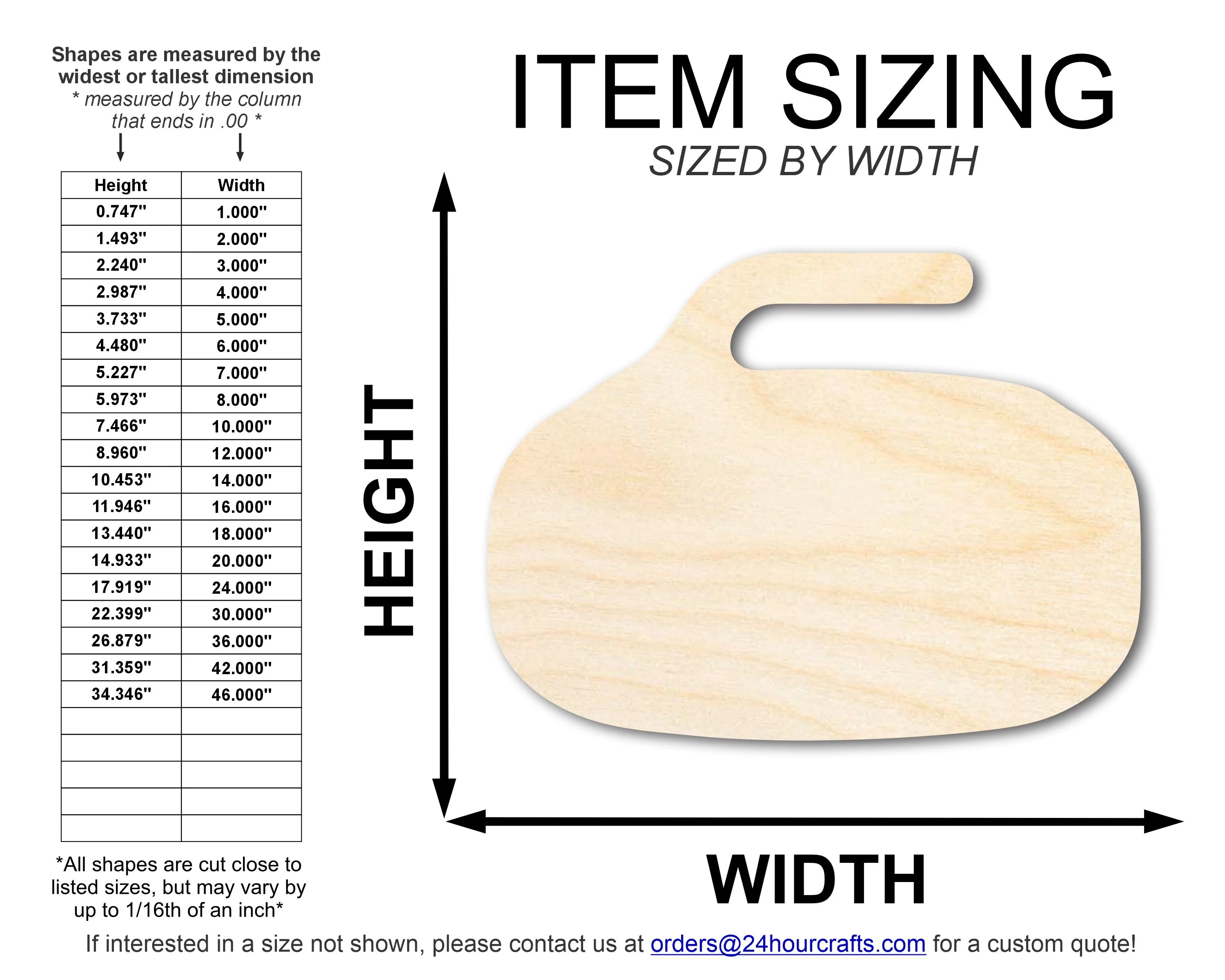 Unfinished Wood Curling Stone Shape | DIY Craft Cutout | up to 46" DIY - Image 2