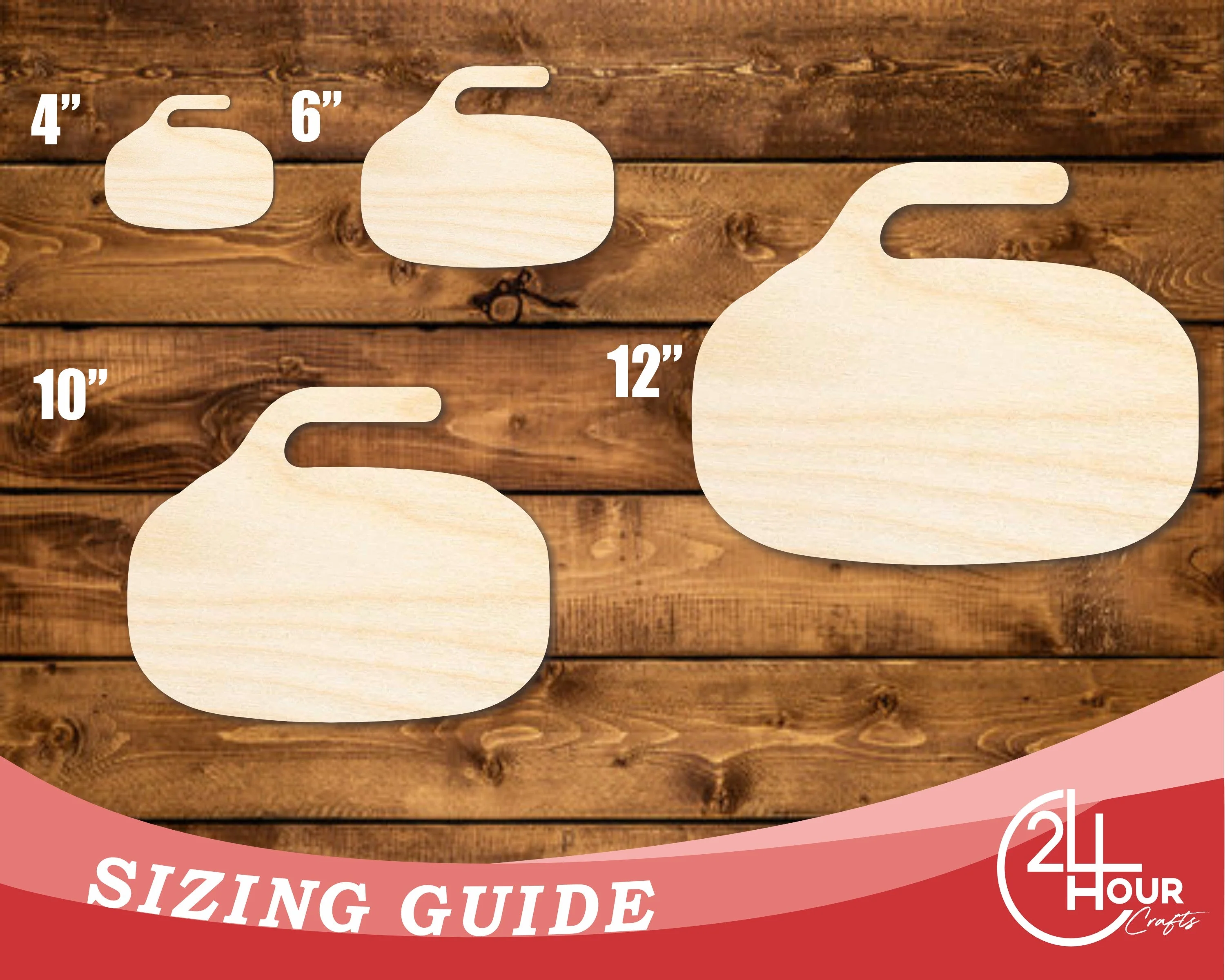 Unfinished Wood Curling Stone Shape | DIY Craft Cutout | up to 46" DIY - Image 3