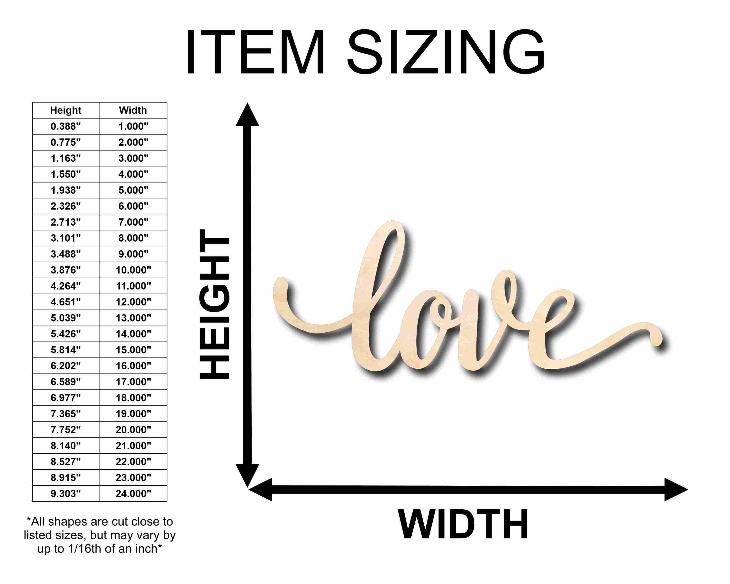 Unfinished Wood Cursive Love Craft | Valentine's Day Wedding DIY | Up to 46" - Image 3