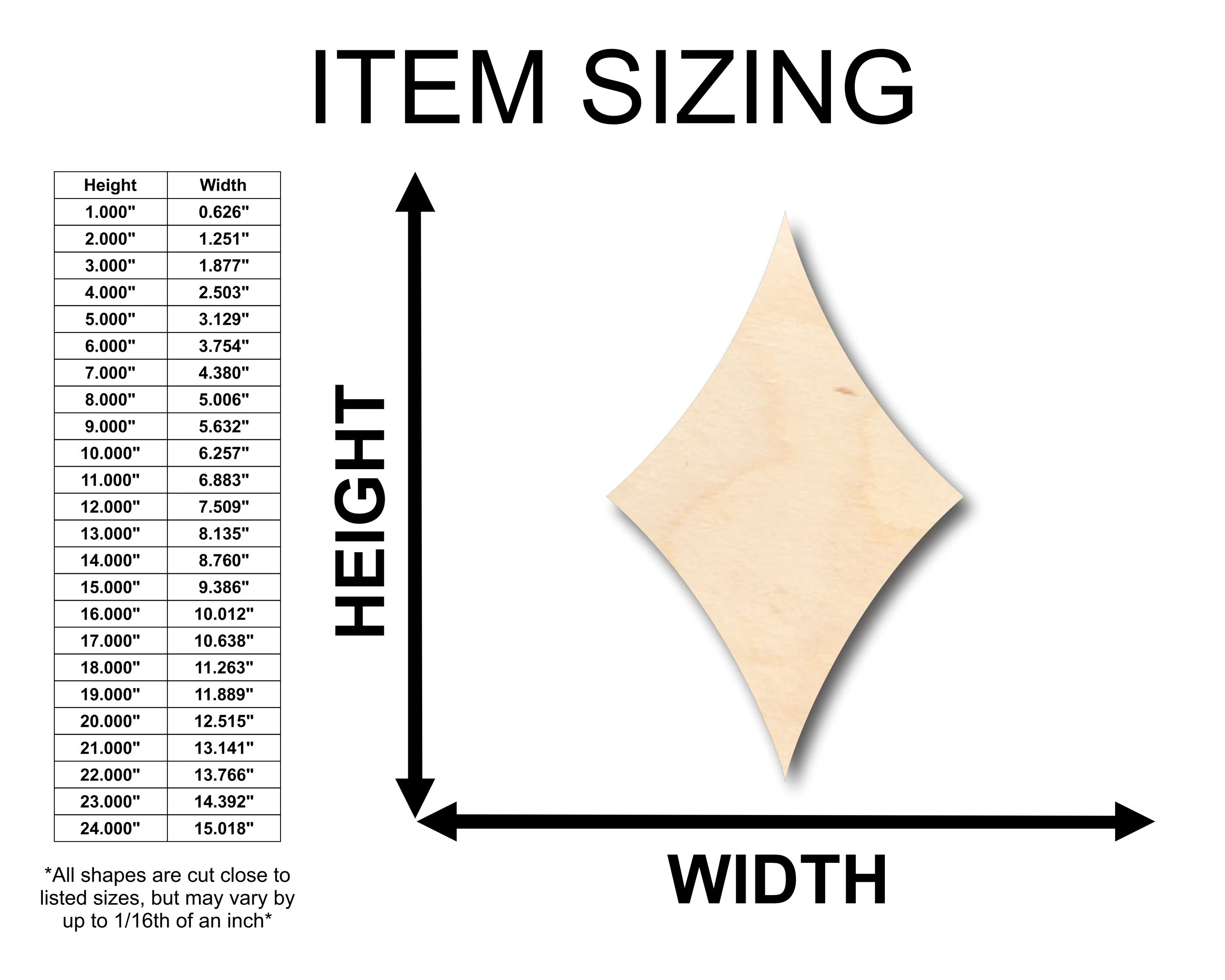 Unfinished Wood Curved Diamond Shape - Craft - up to 46" DIY - Image 2