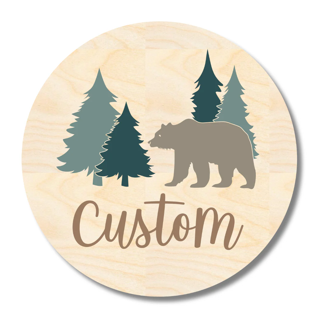 Unfinished Wood Custom Name Bear Door Sign Kit | Wood Craft Cutouts | 1/4" Thick | - Image 2
